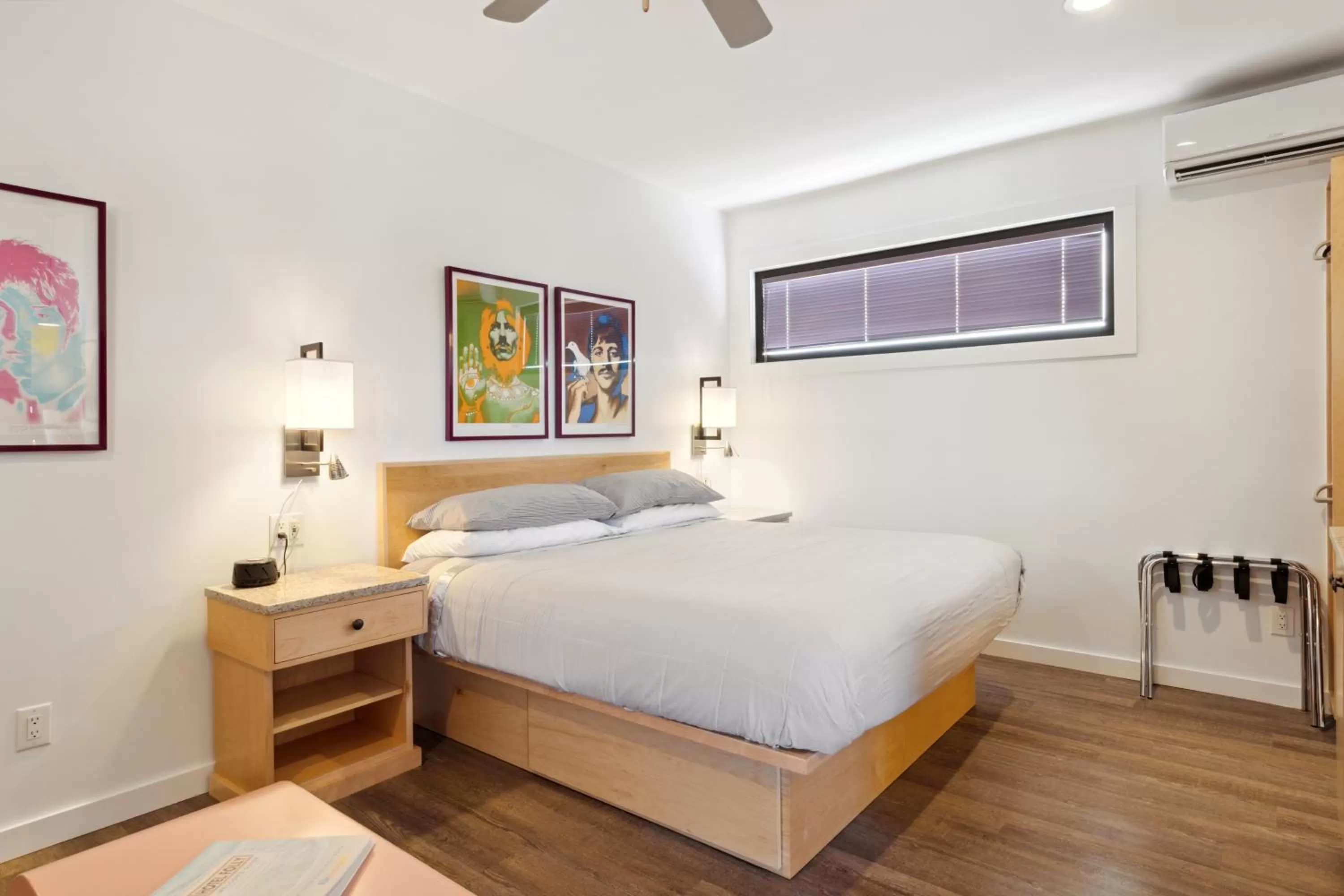 Bed in Hotel Folly with Marsh and Sunset Views