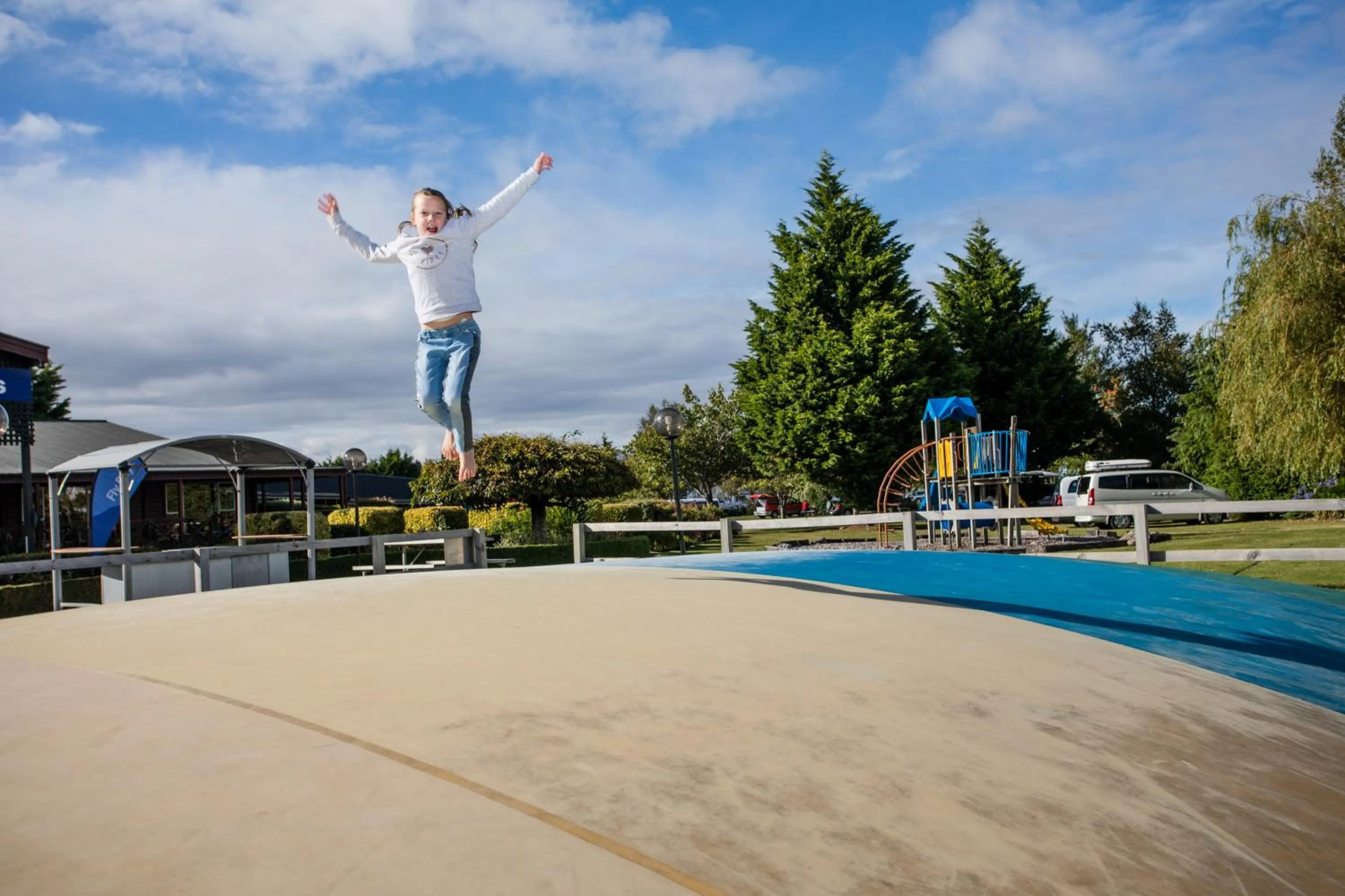 Children play ground in Te Anau Top 10 Holiday Park and Motels