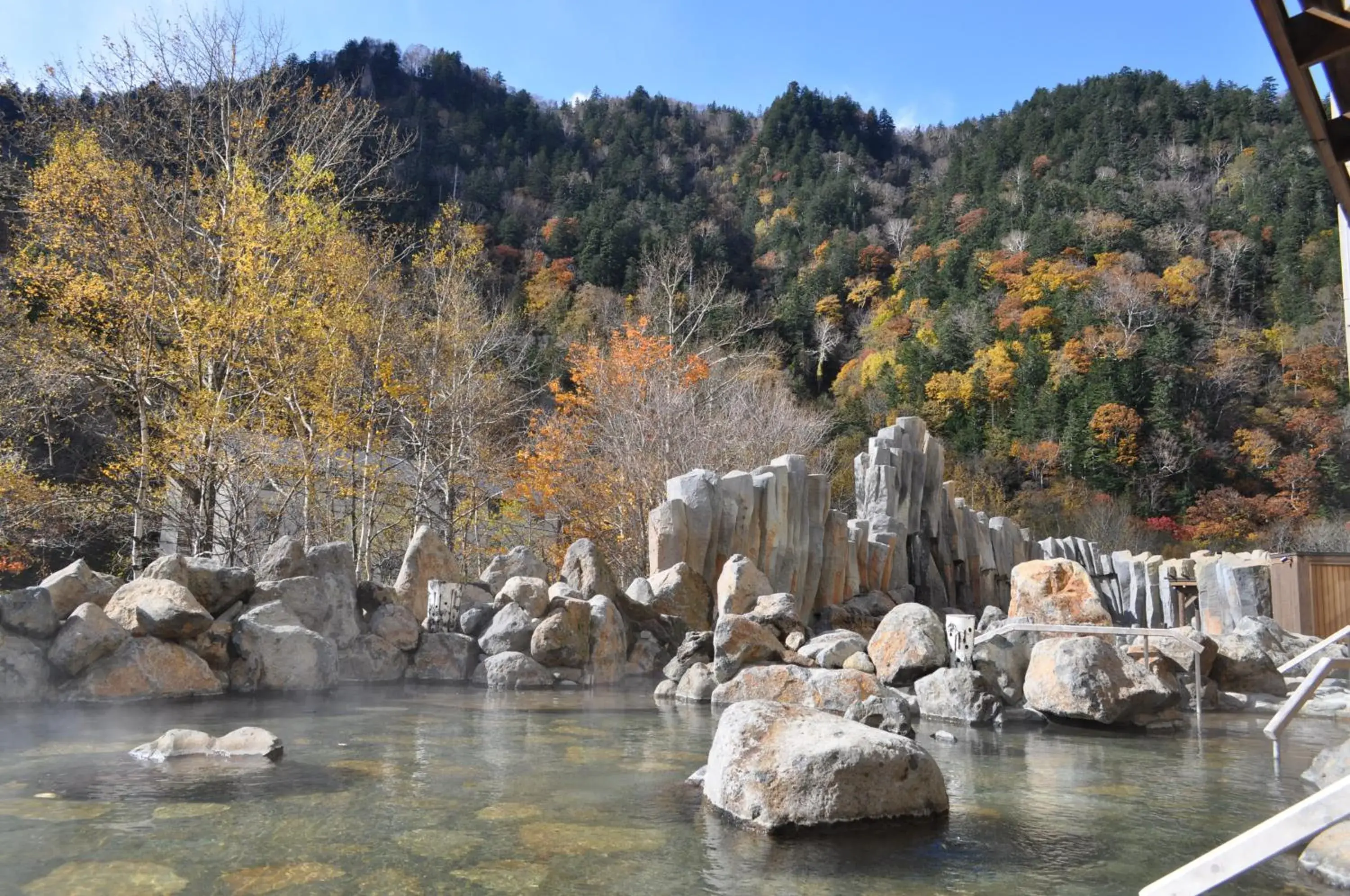 Hot Spring Bath, Natural Landscape in Sounkyo Kanko Hotel