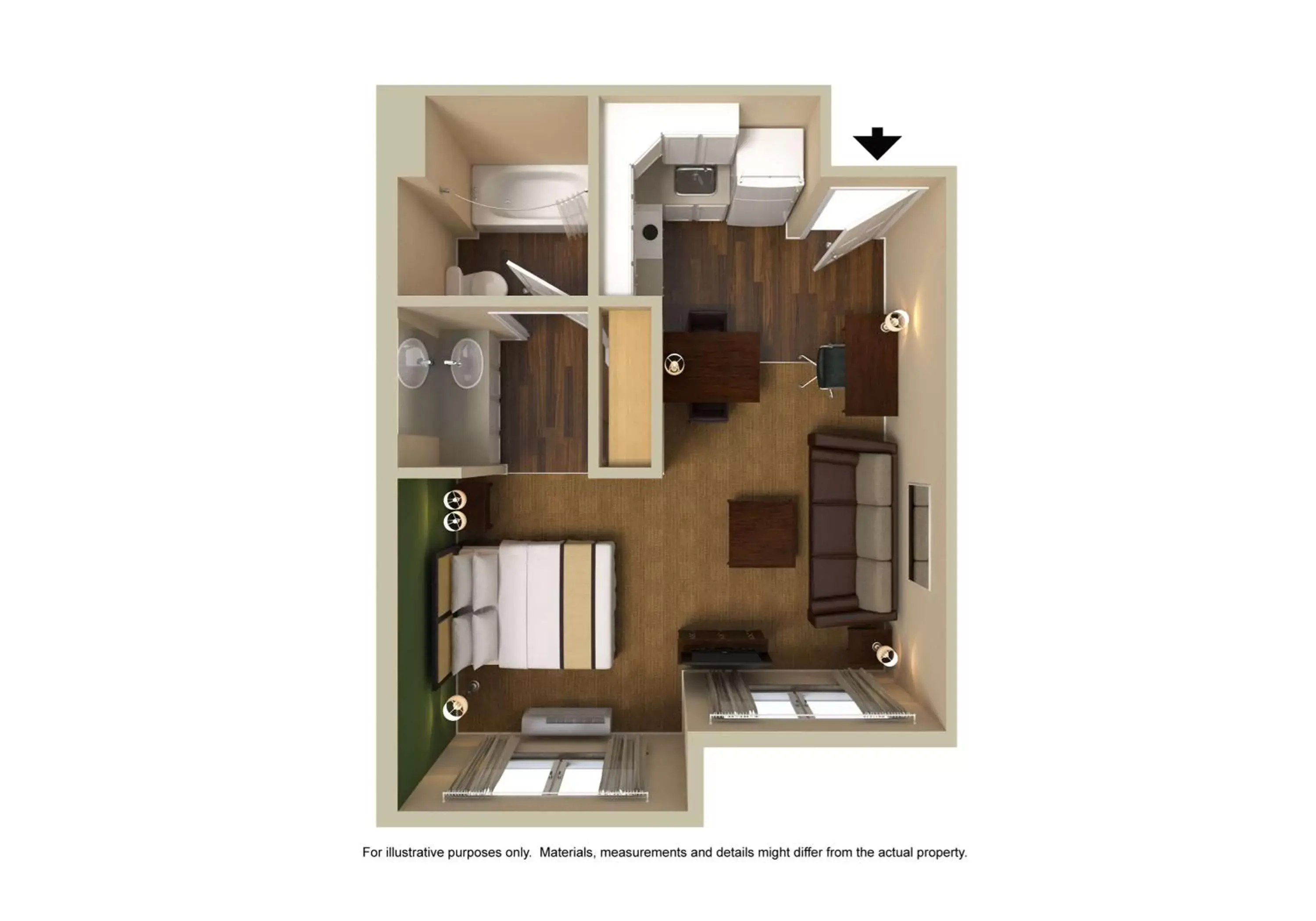 Bedroom, Floor Plan in Extended Stay America Suites - Meadowlands - East Rutherford