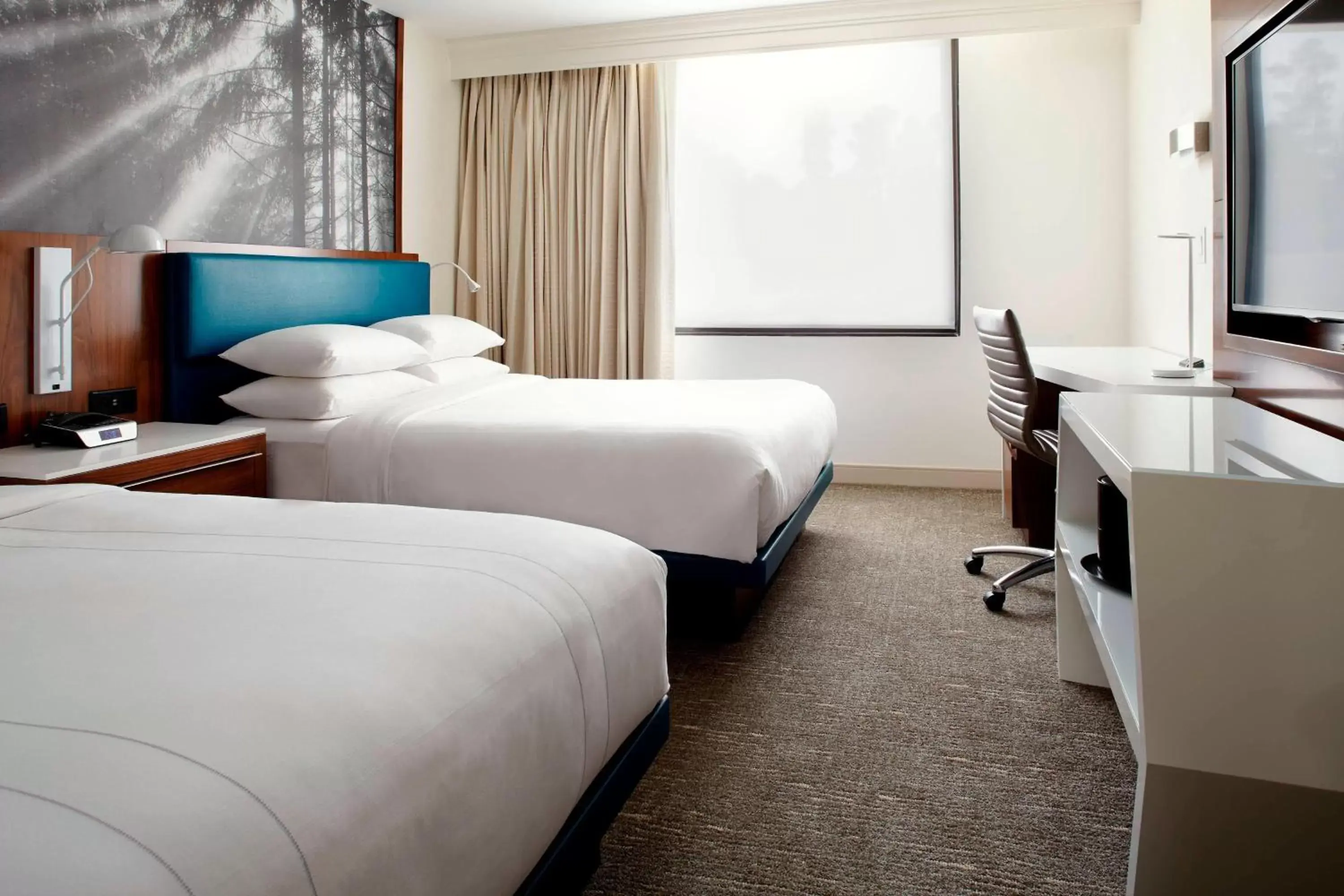 Queen Room with Two Queen Beds and Roll-in Shower - Mobility and Hearing Accessible in Raleigh Marriott Crabtree Valley Queen Room with Two Queen Beds and Roll-in Shower - Mobility and Hearing Accessible in Raleigh Marriott Crabtree Valley