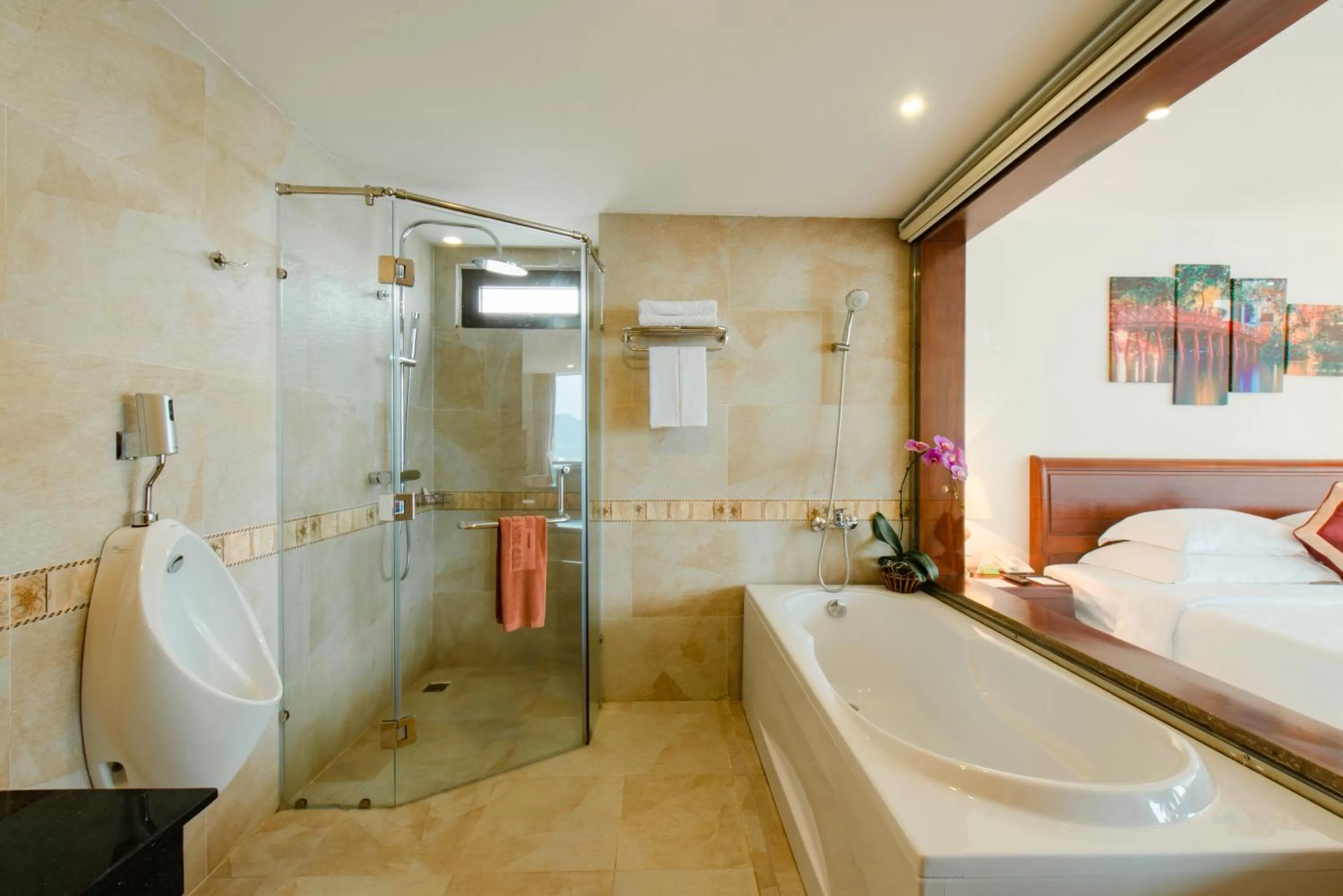 Bathroom, Bed in Red Sun Nha Trang Hotel