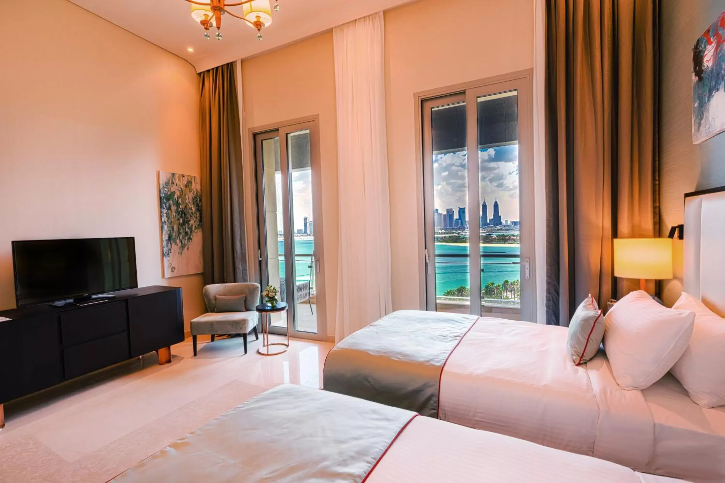Bedroom, TV/Entertainment Center in Rixos The Palm Luxury Suite Collection - Ultra All Inclusive