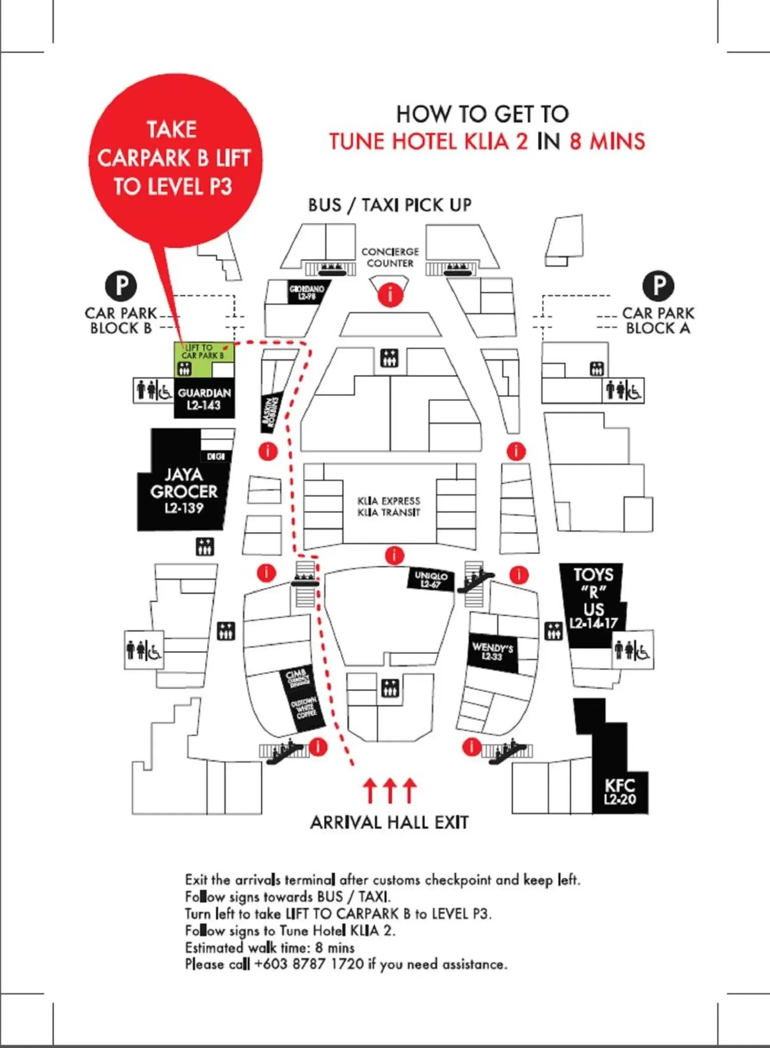 Location, Floor Plan in Tune Hotel KLIA-KLIA2, Airport Transit Hotel