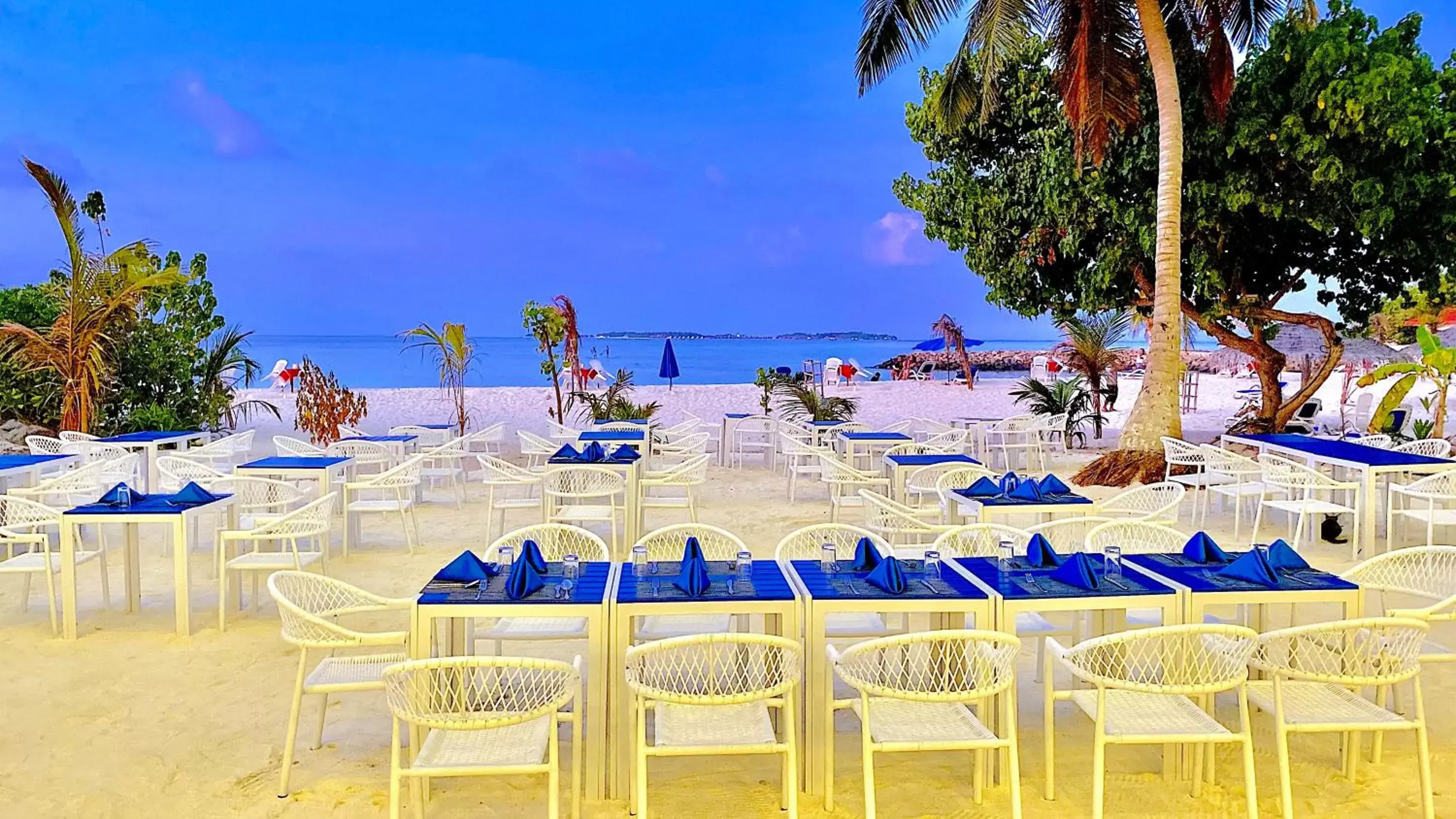 Dining area, Beach in Kaani Palm Beach