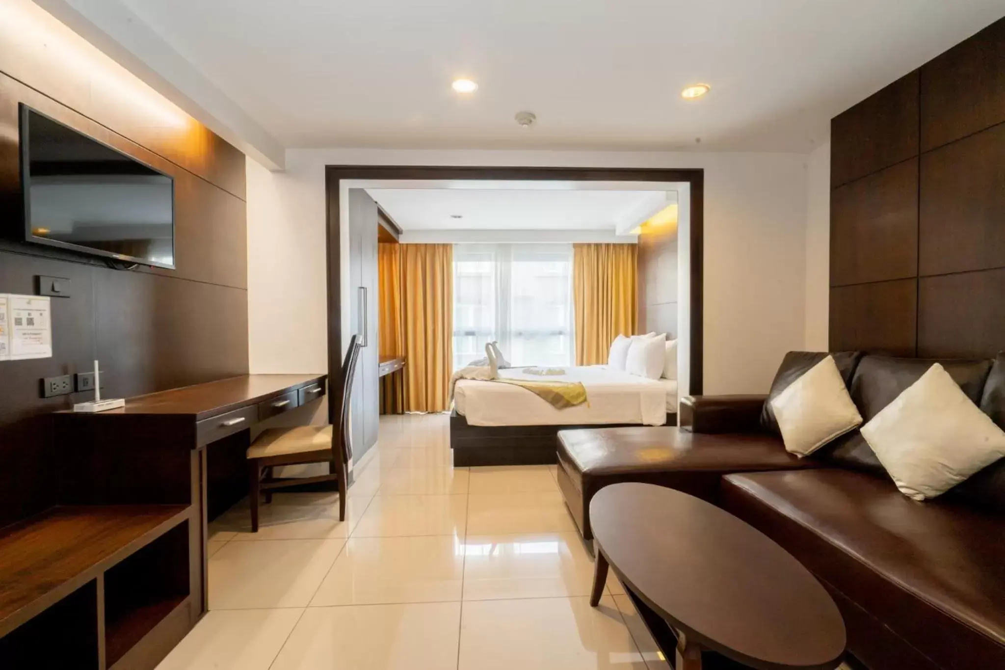 Seating area, Bed in Baywalk Residence Pattaya Seating area, Bed in Baywalk Residence Pattaya