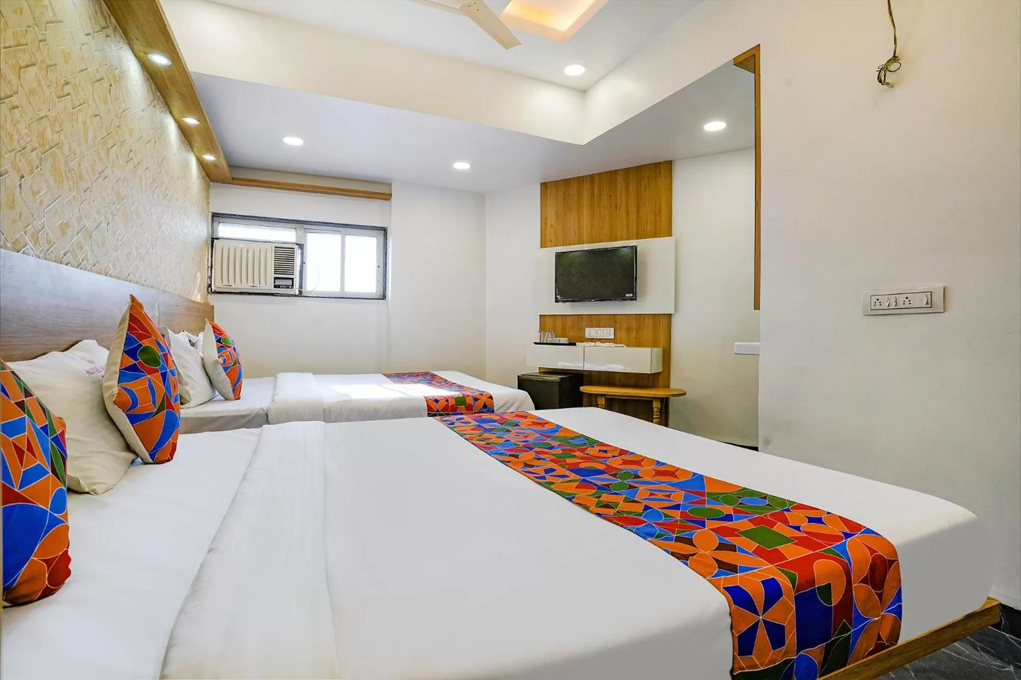 TV and multimedia, Bed in FabHotel Galaxy Stay - Nr Morya Hospital