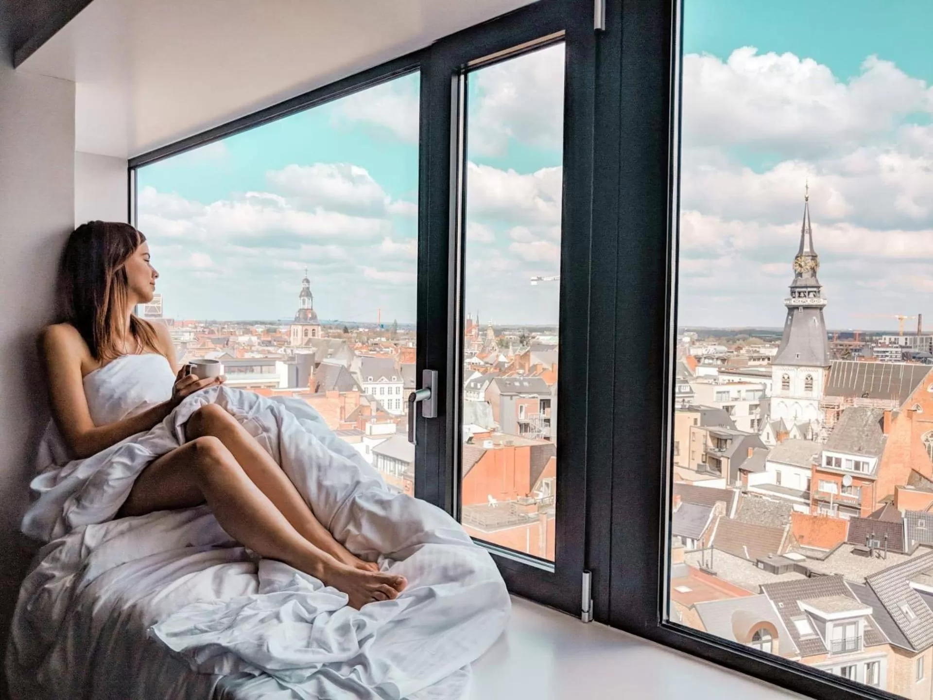 City view, Bed in Park Inn By Radisson Hasselt