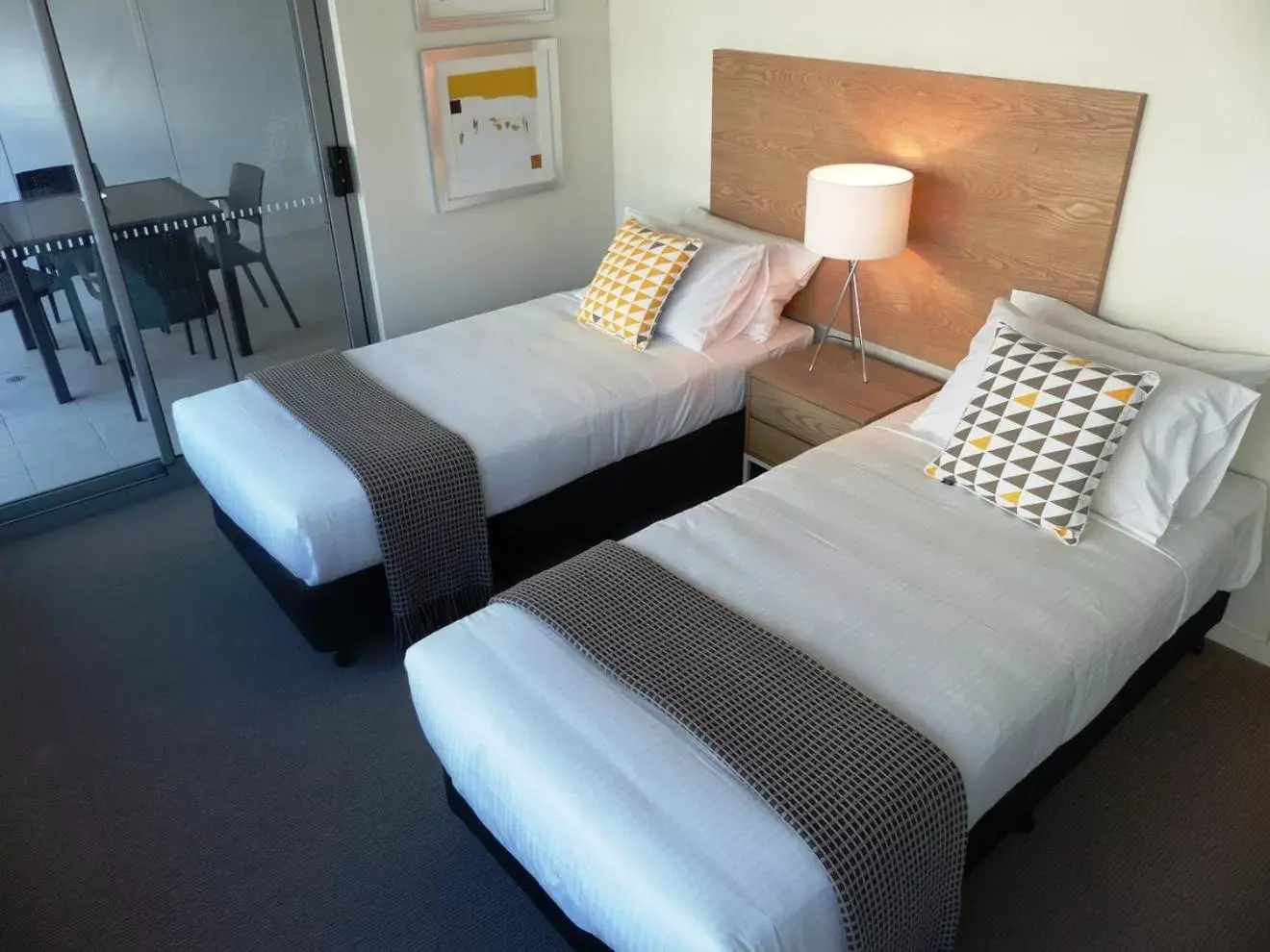 Balcony/Terrace, Bed in Link Portside Wharf Apartment Hotel Balcony/Terrace, Bed in Link Portside Wharf Apartment Hotel