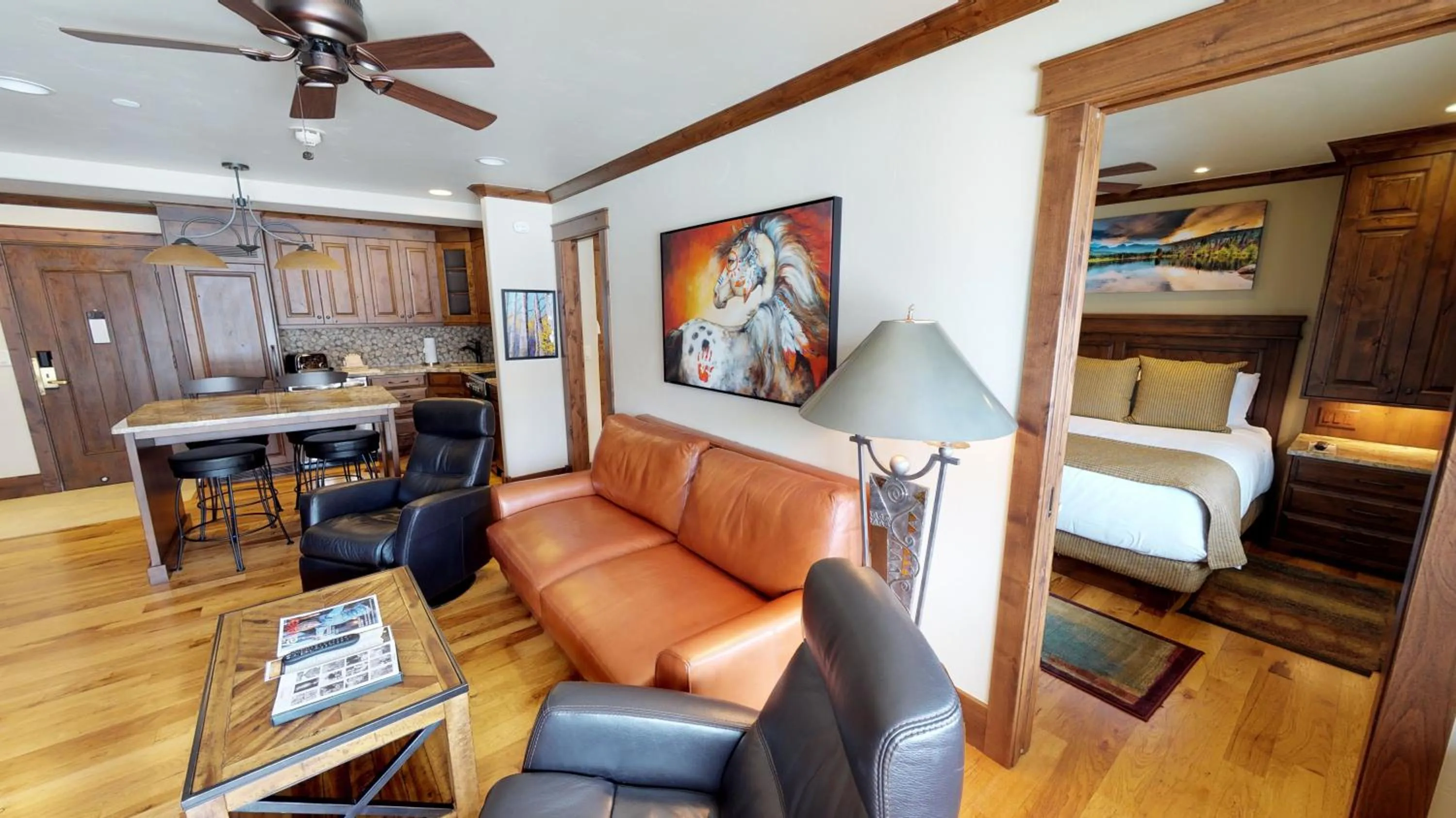 Living room, Bed in Manor Vail Lodge