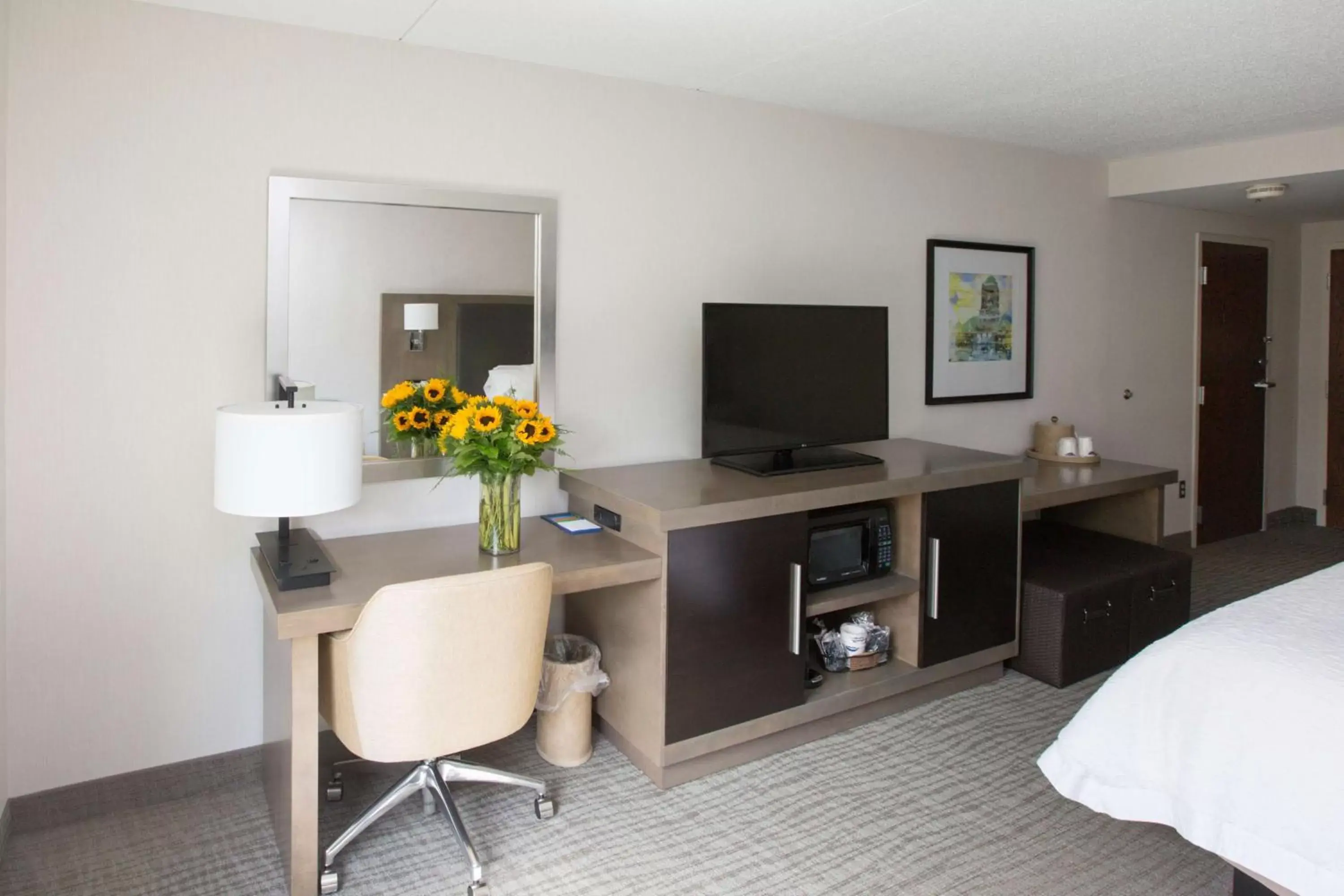 Bedroom, TV/Entertainment Center in Hampton Inn Raynham-Taunton