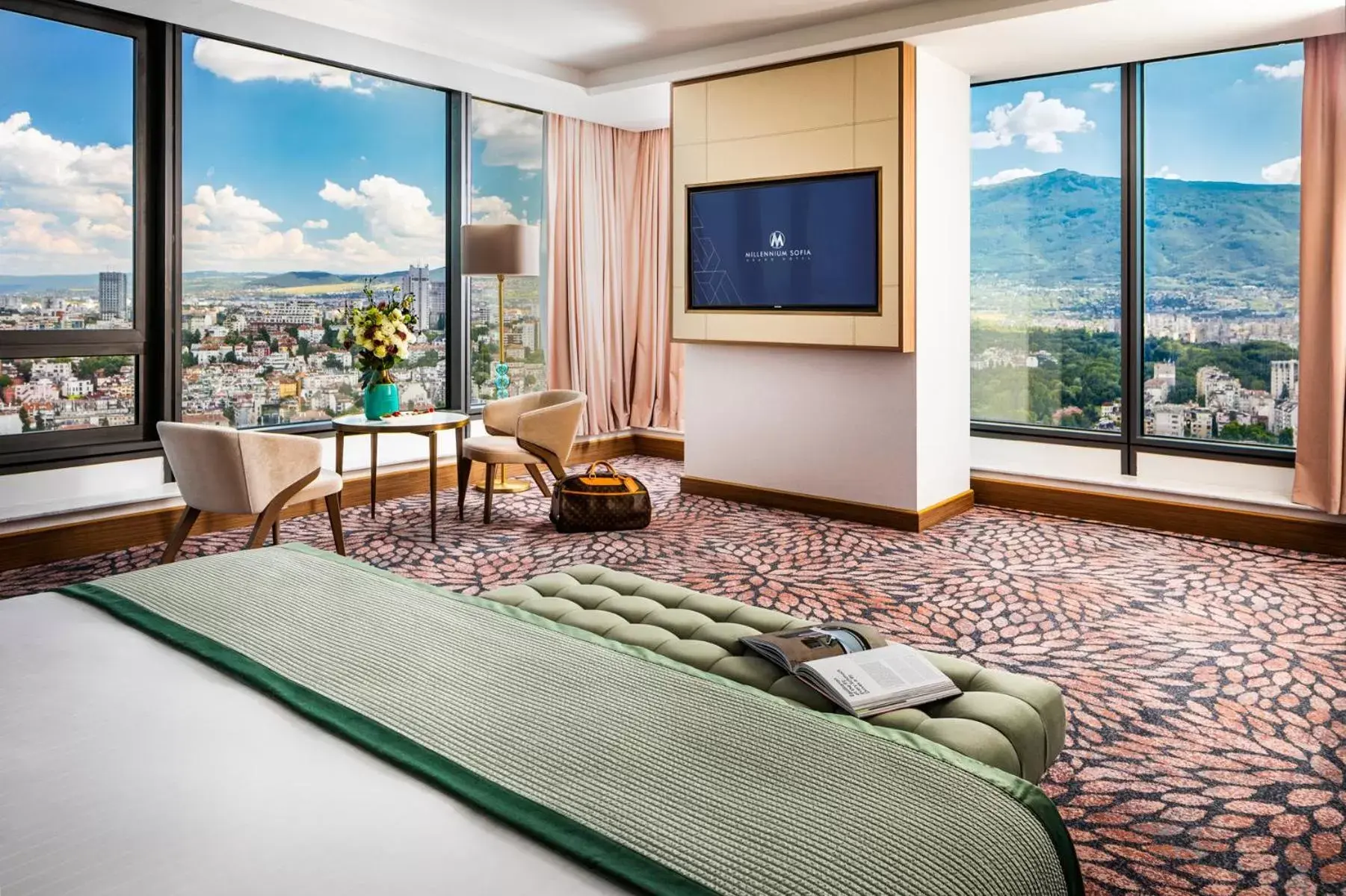 Bedroom, Seating Area in Grand Hotel Millennium Sofia - The Most Spacious Rooms in Sofia, Secured Paid Underground Parking