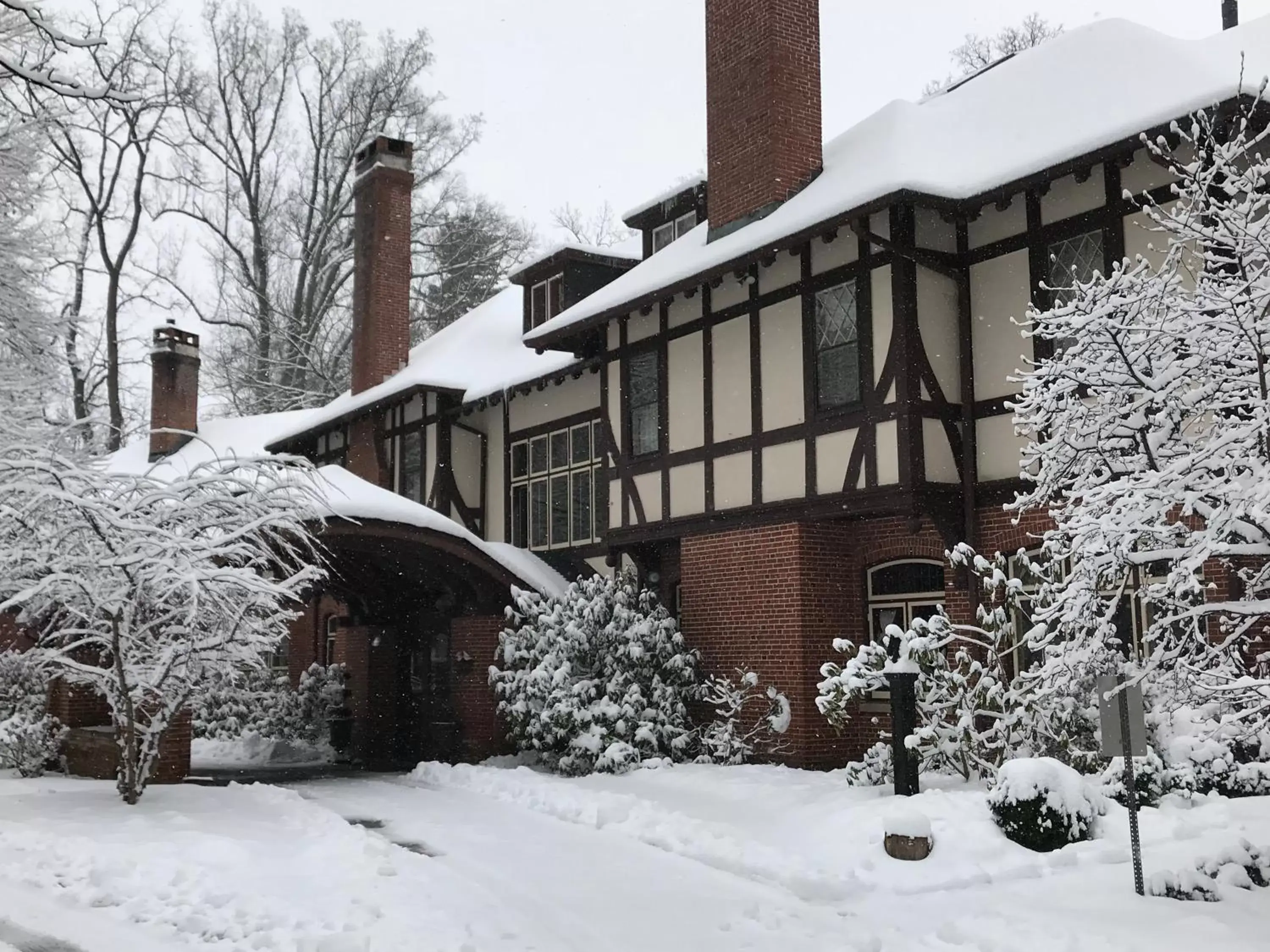 Facade/entrance, Winter in Gramercy Mansion