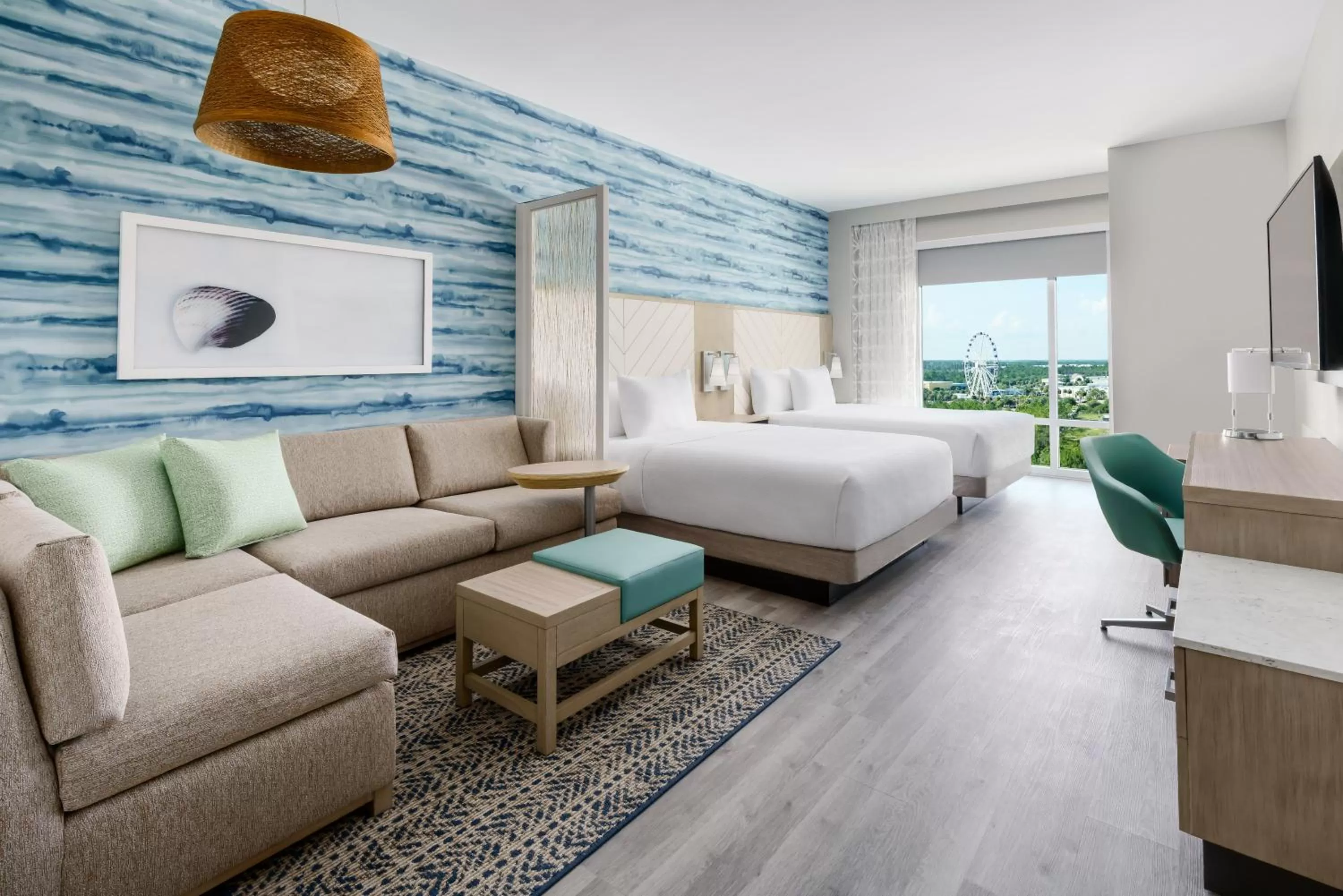 Living room, Bed in Hyatt Place Panama City Beach - Beachfront