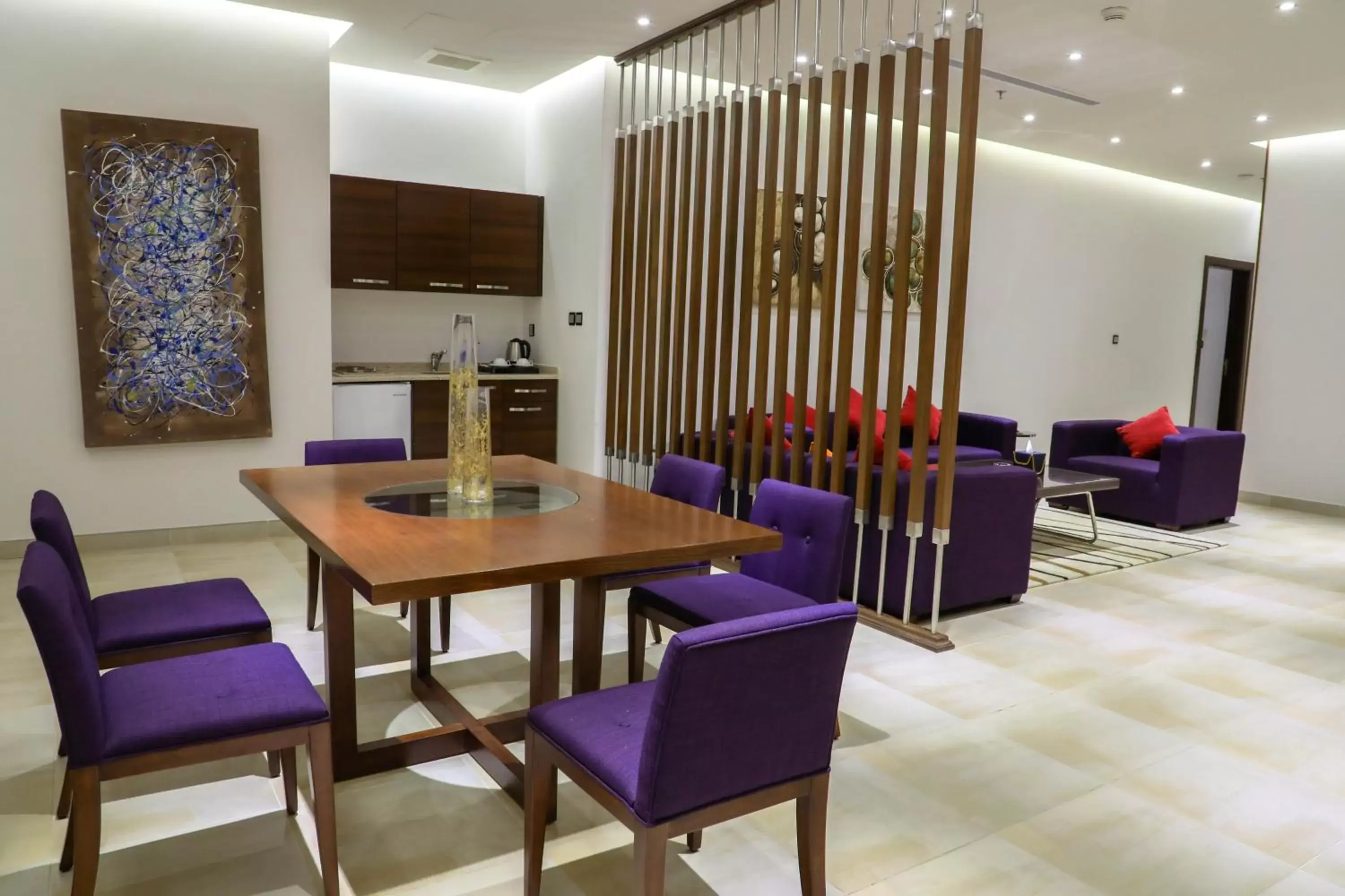 Living room, Dining Area in Q Suites Jeddah by EWA - Managed by HMH