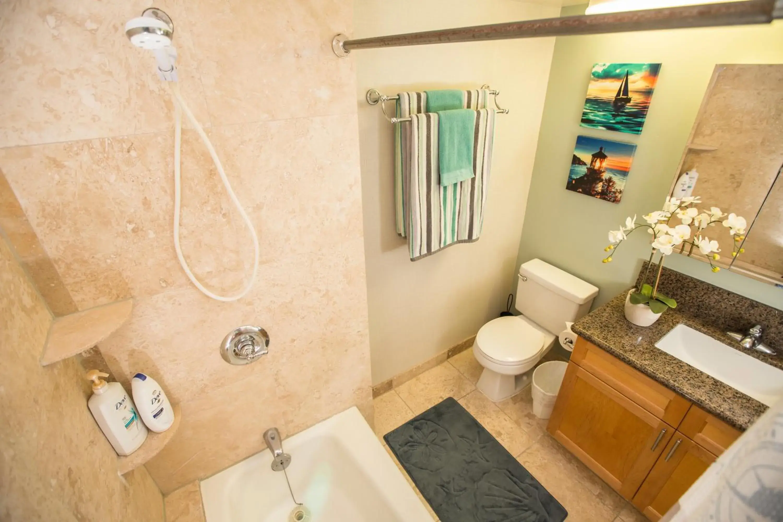 Bathroom in Tropical Studios at Marine Surf Waikiki - FREE PARKING - BEST LOCATION - FULL KITCHEN - SWIMMING POOL