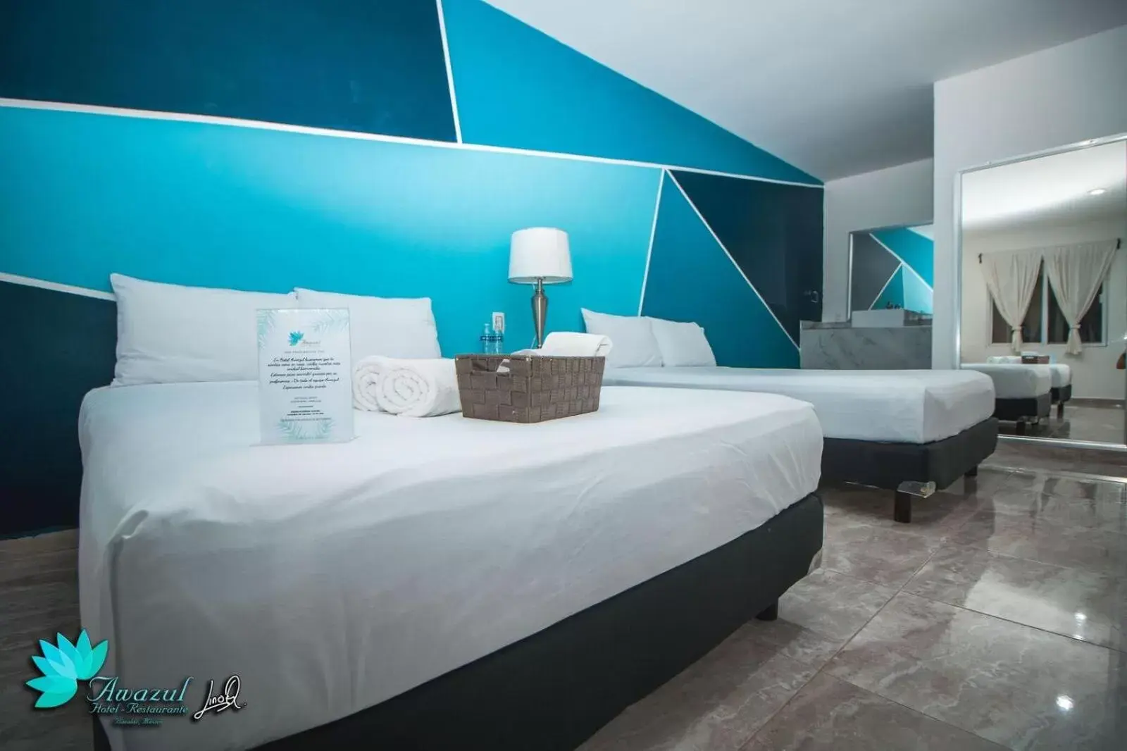 Bed in Hotel Awazul Bacalar