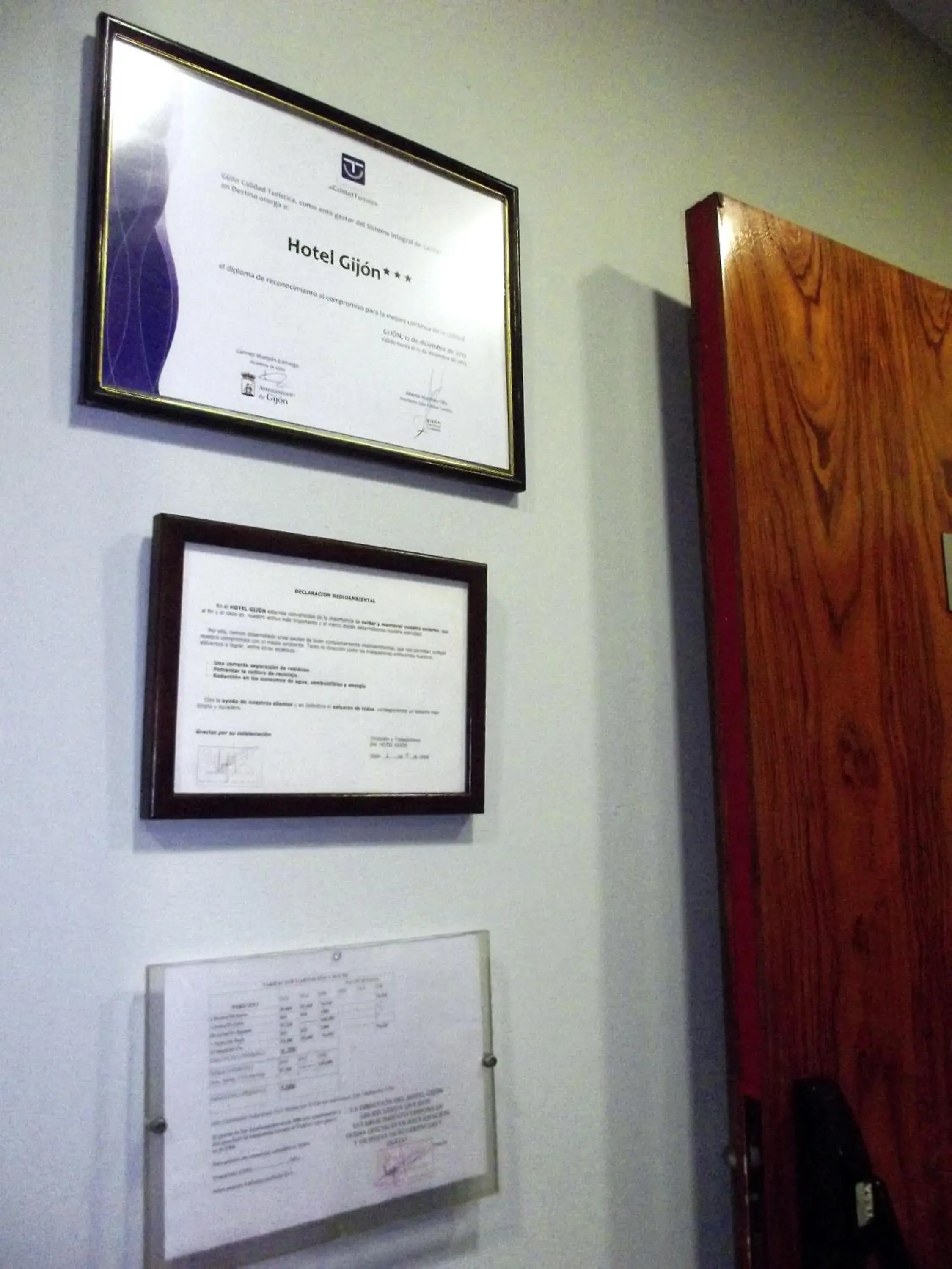 Lobby or reception, Logo/Certificate/Sign/Award in Hotel Gijon