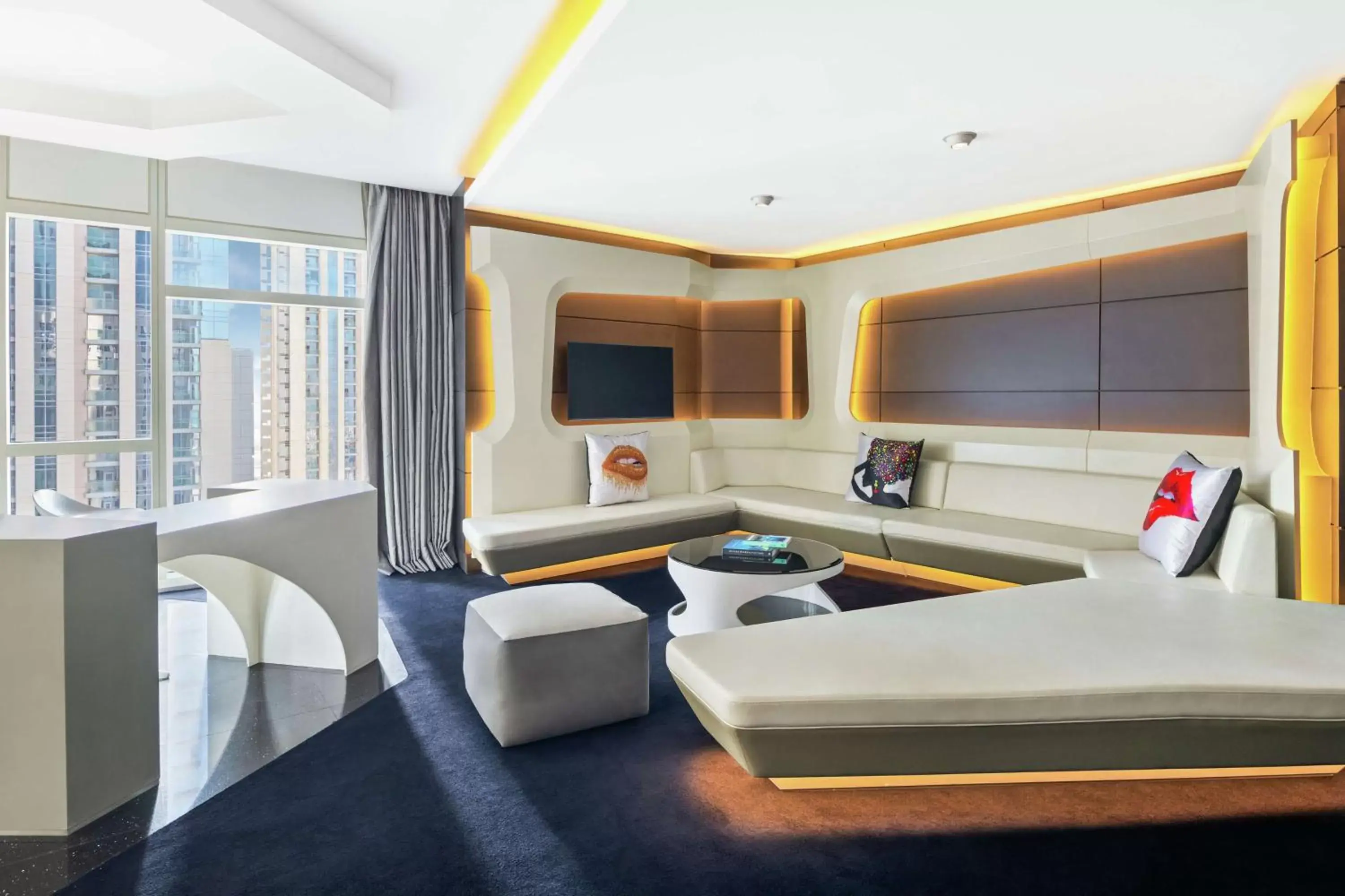 Living room in V Hotel Dubai, Curio Collection by Hilton
