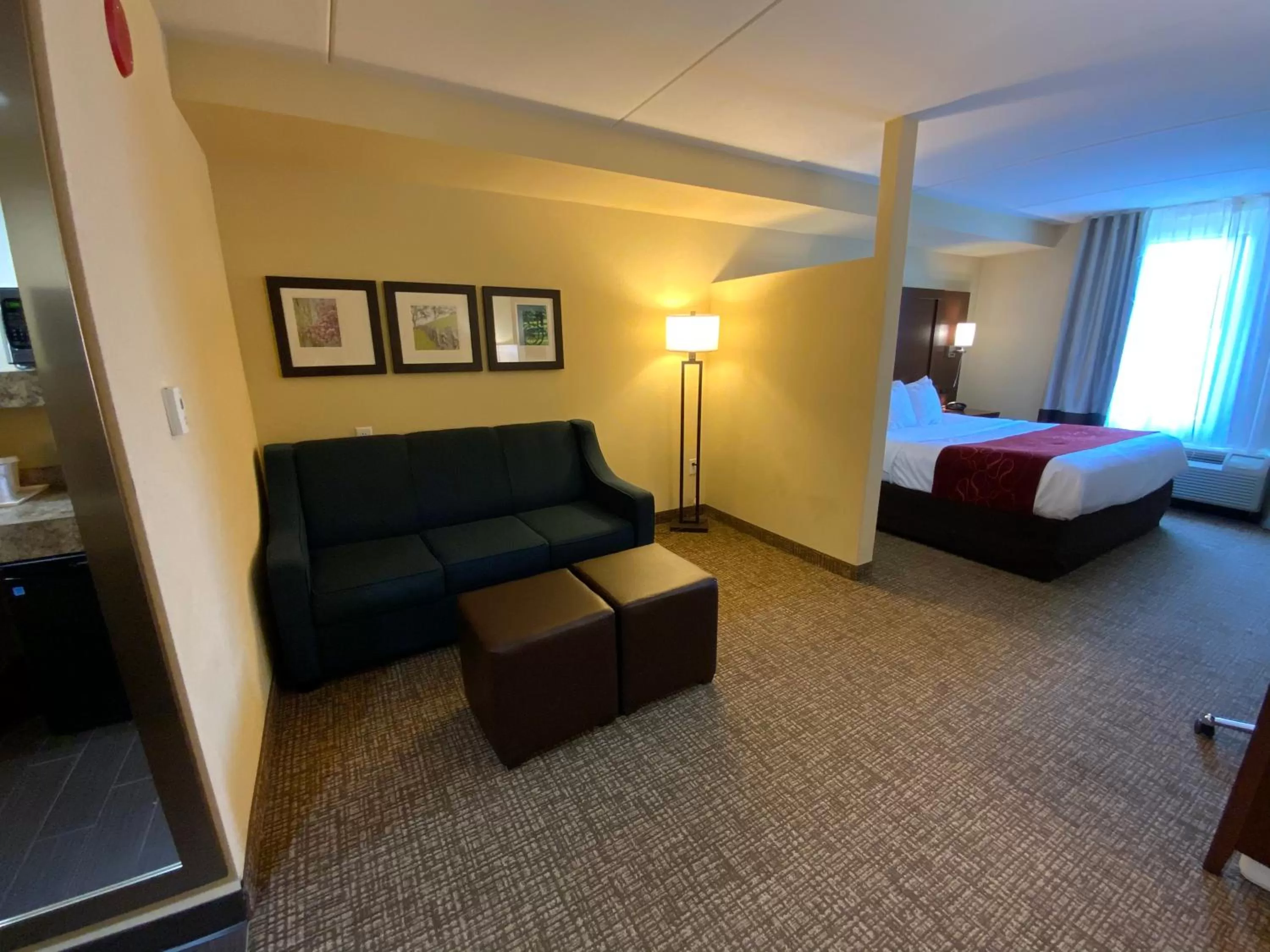 Seating area, Bed in Comfort Suites Fredericksburg North