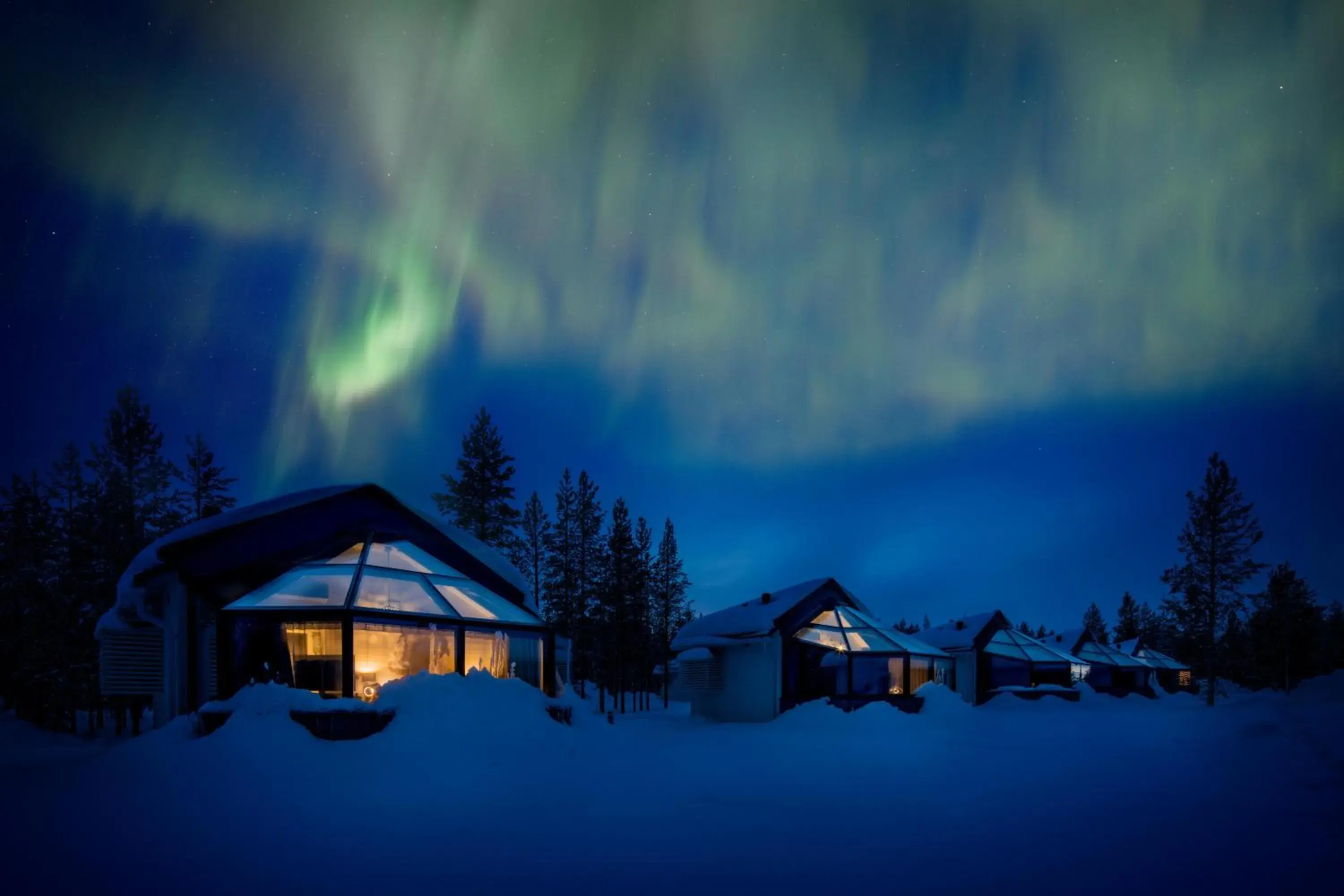 Night, Winter in Santa's Igloos Arctic Circle