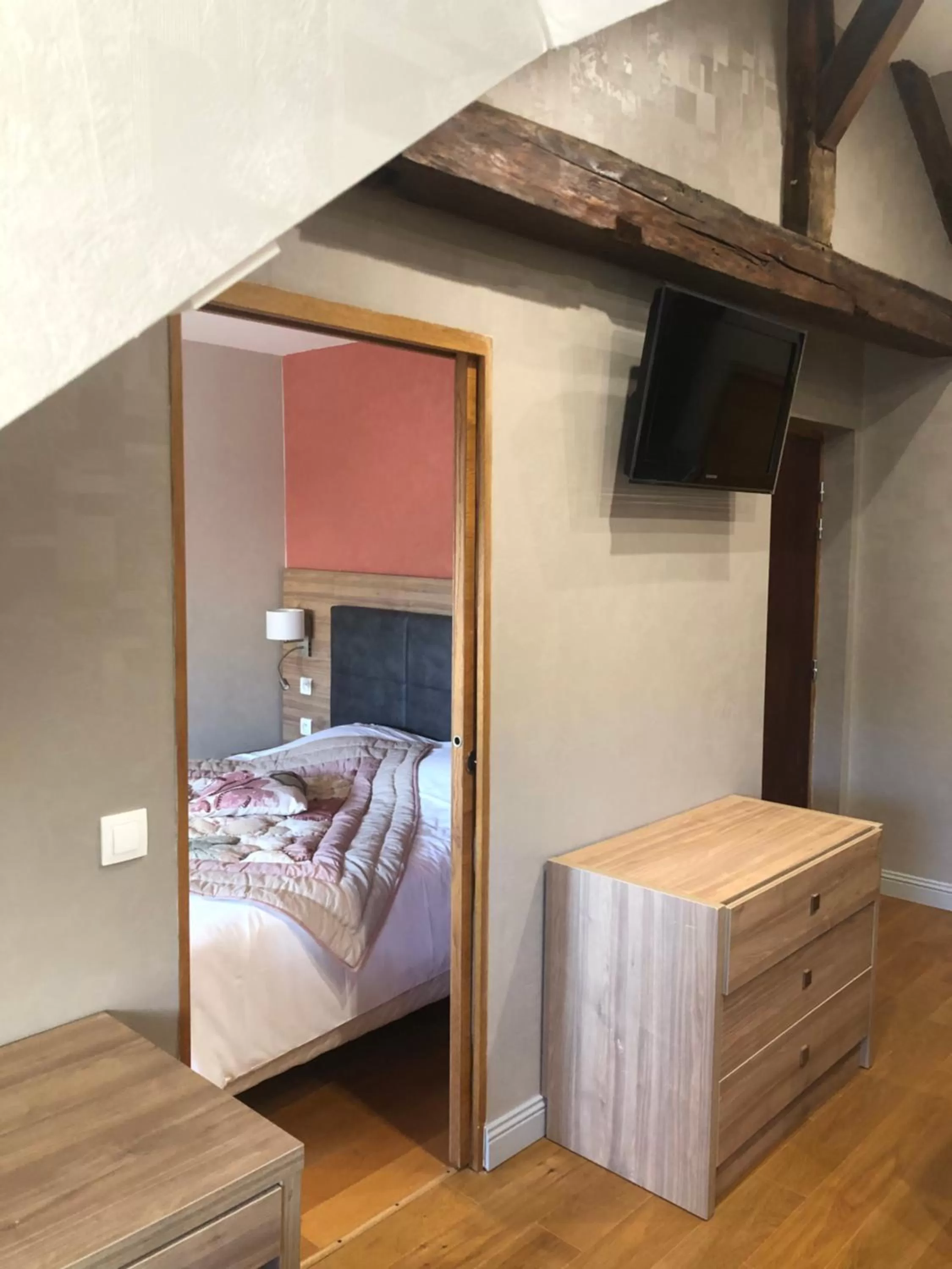 Communal lounge/ TV room, Bed in Hôtel & Appartements Le Florence