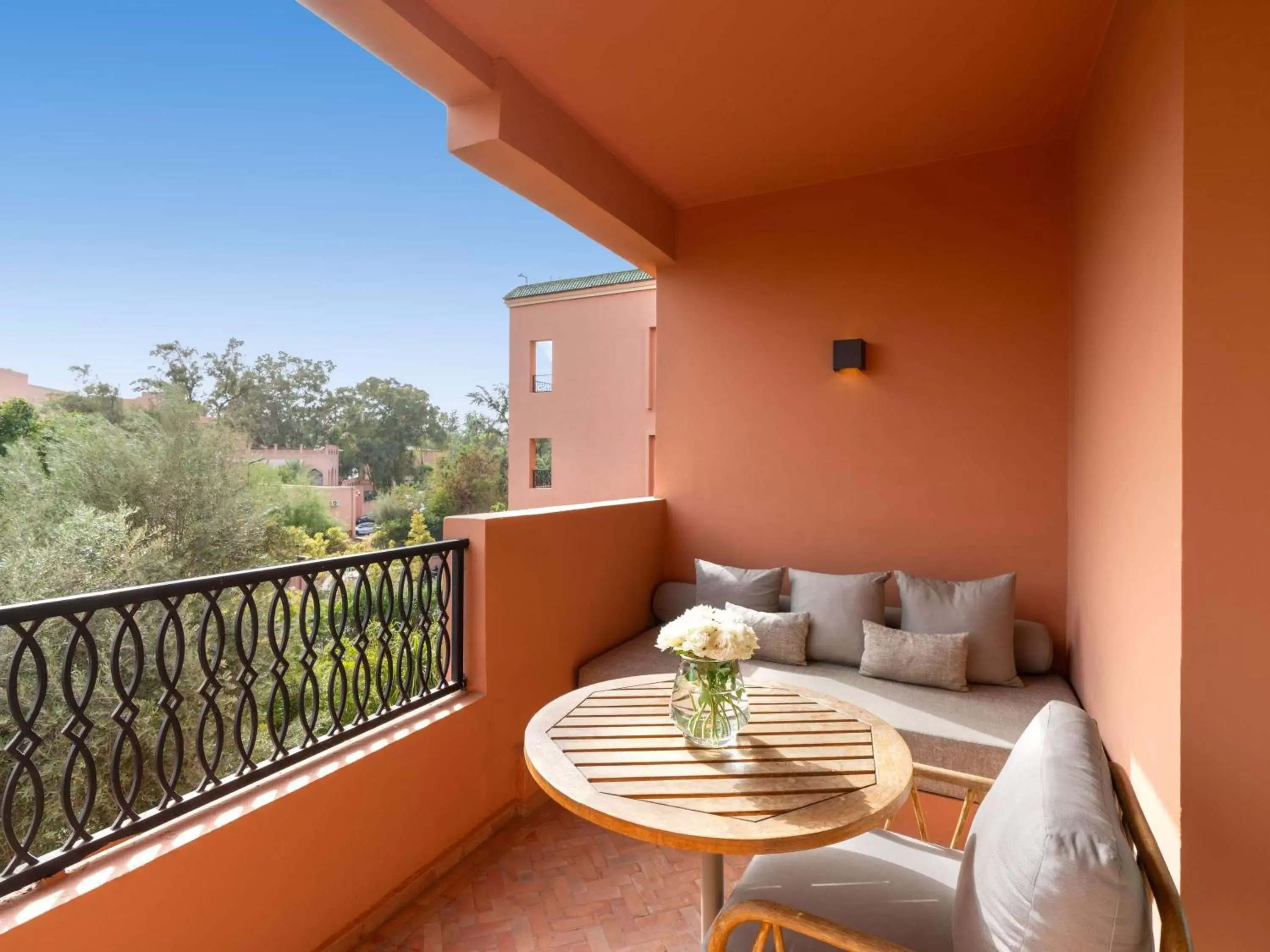 Bedroom, Balcony/Terrace in Sofitel Marrakech Lounge and Spa