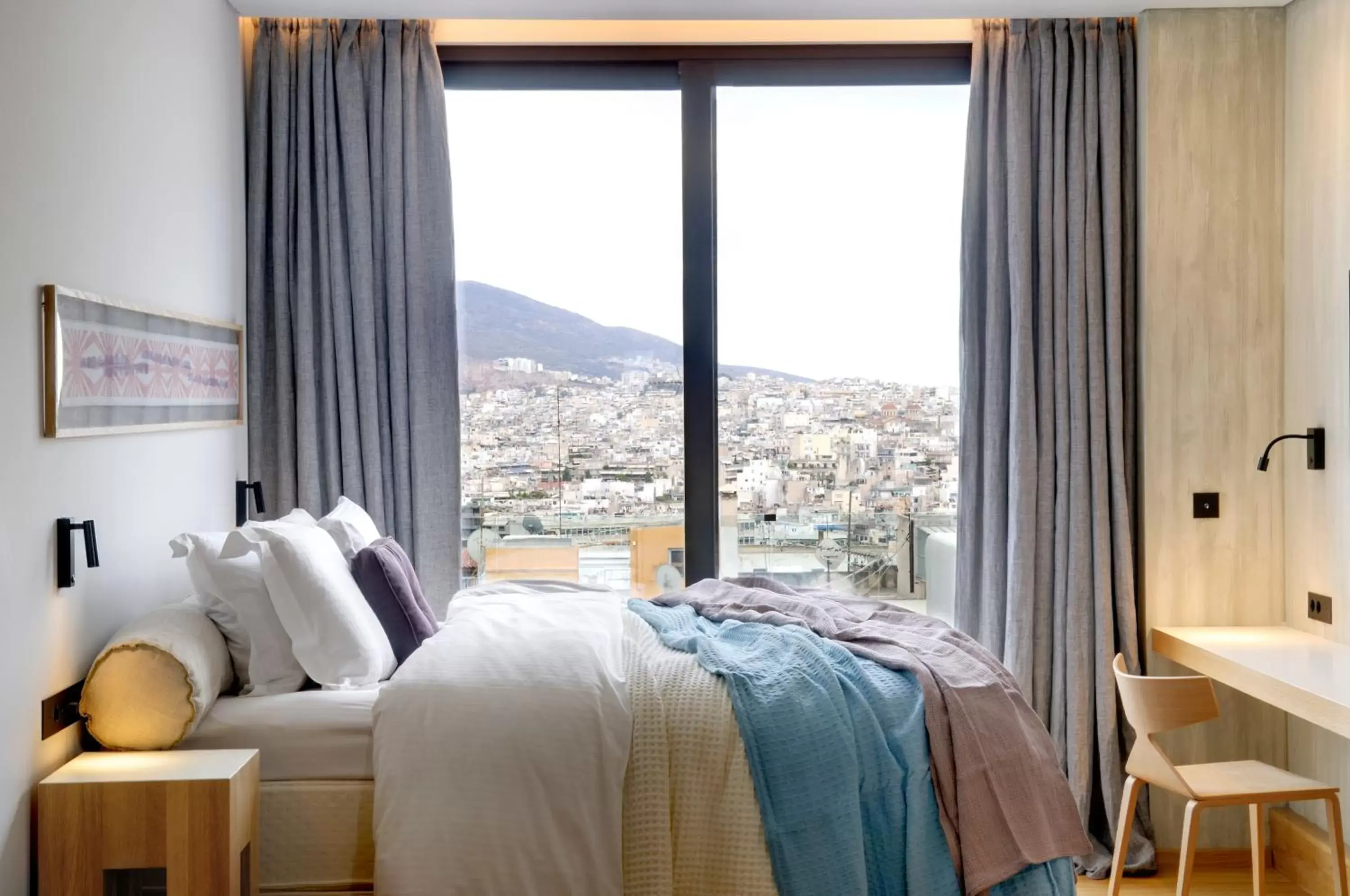 Bed, Mountain View in Coco-Mat Hotel Athens