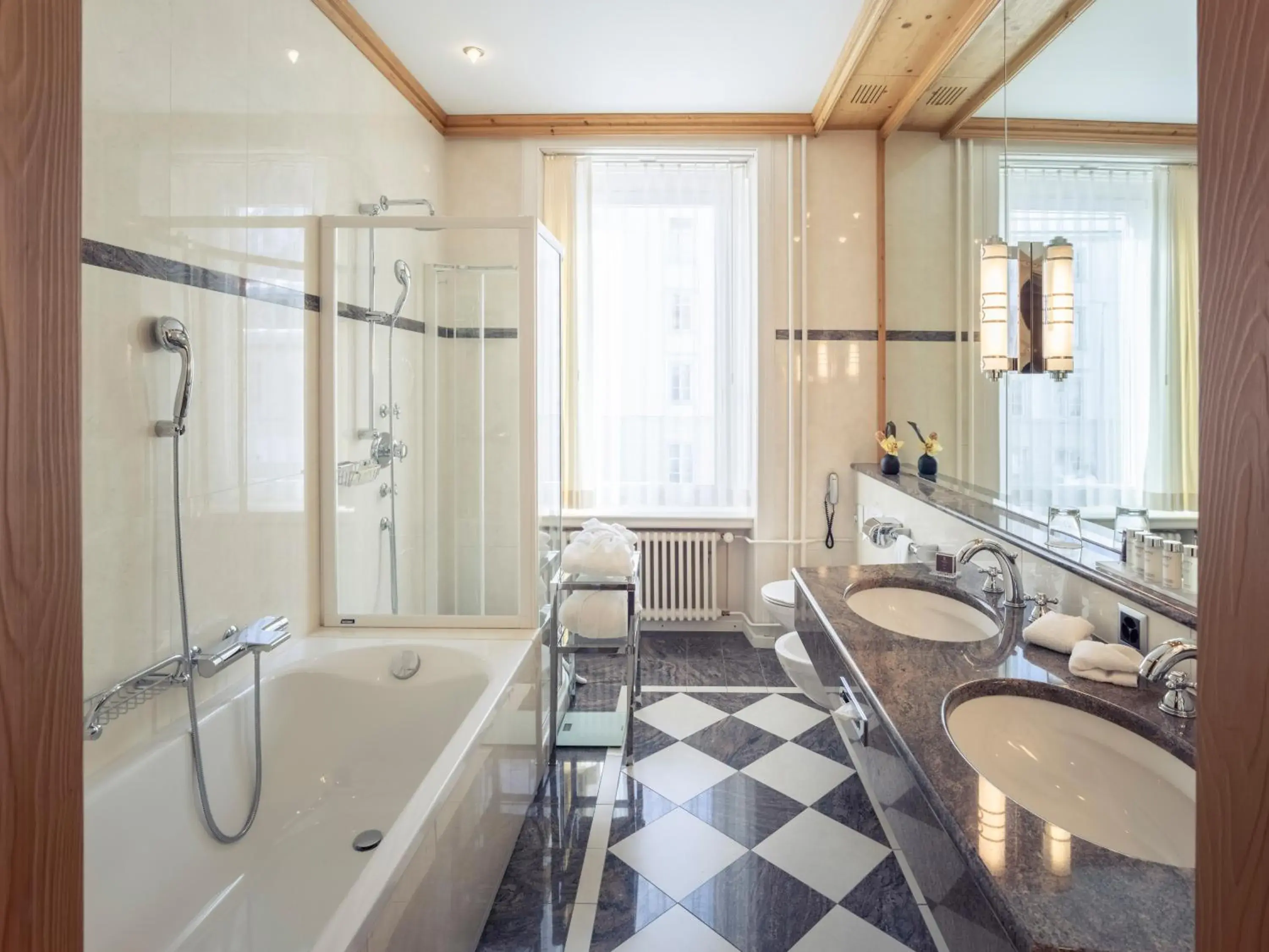 Shower, Bathroom in Grand Hotel Kronenhof