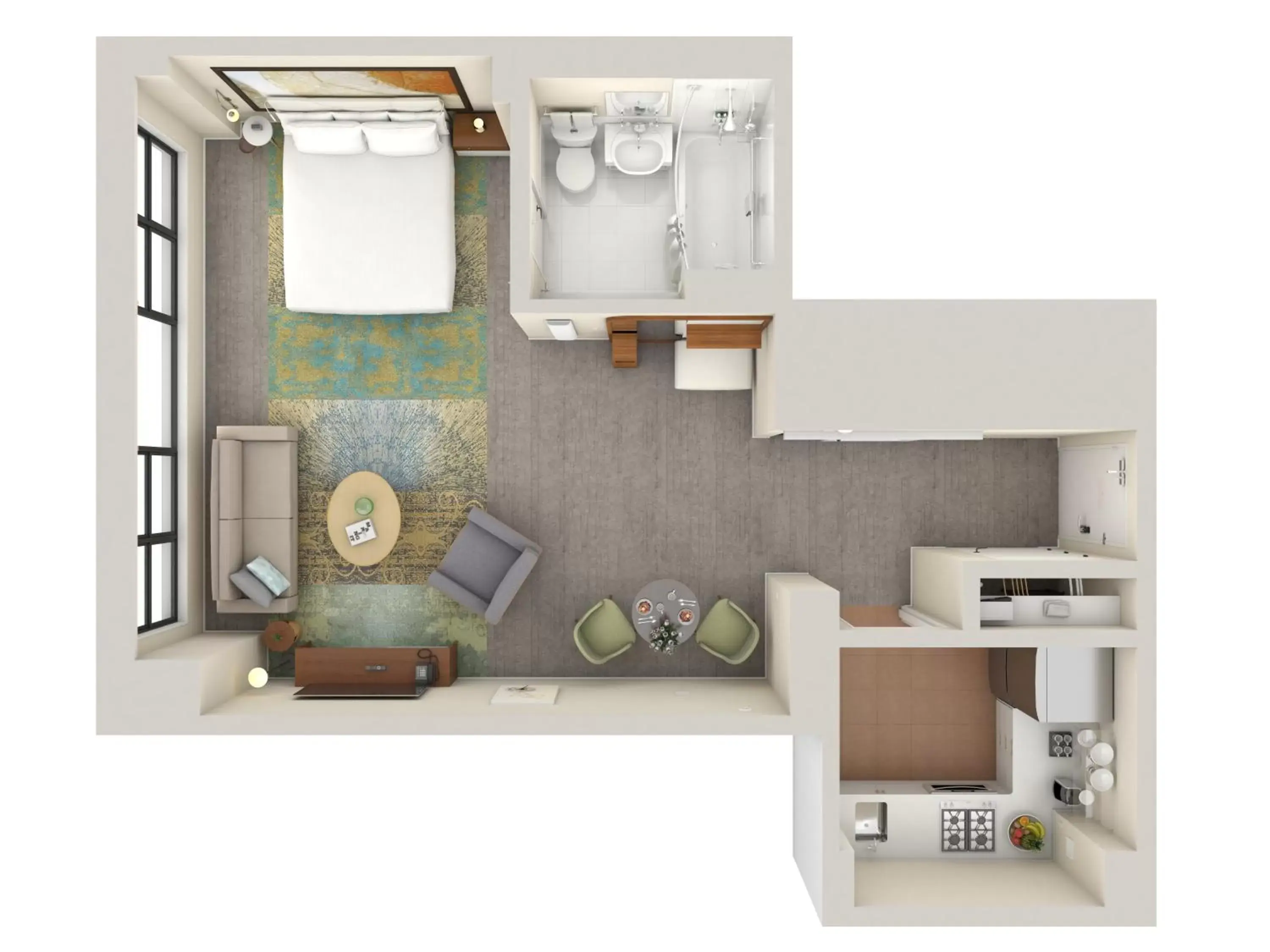 Photo of the whole room, Floor Plan in The Gardens Sonesta ES Suites New York