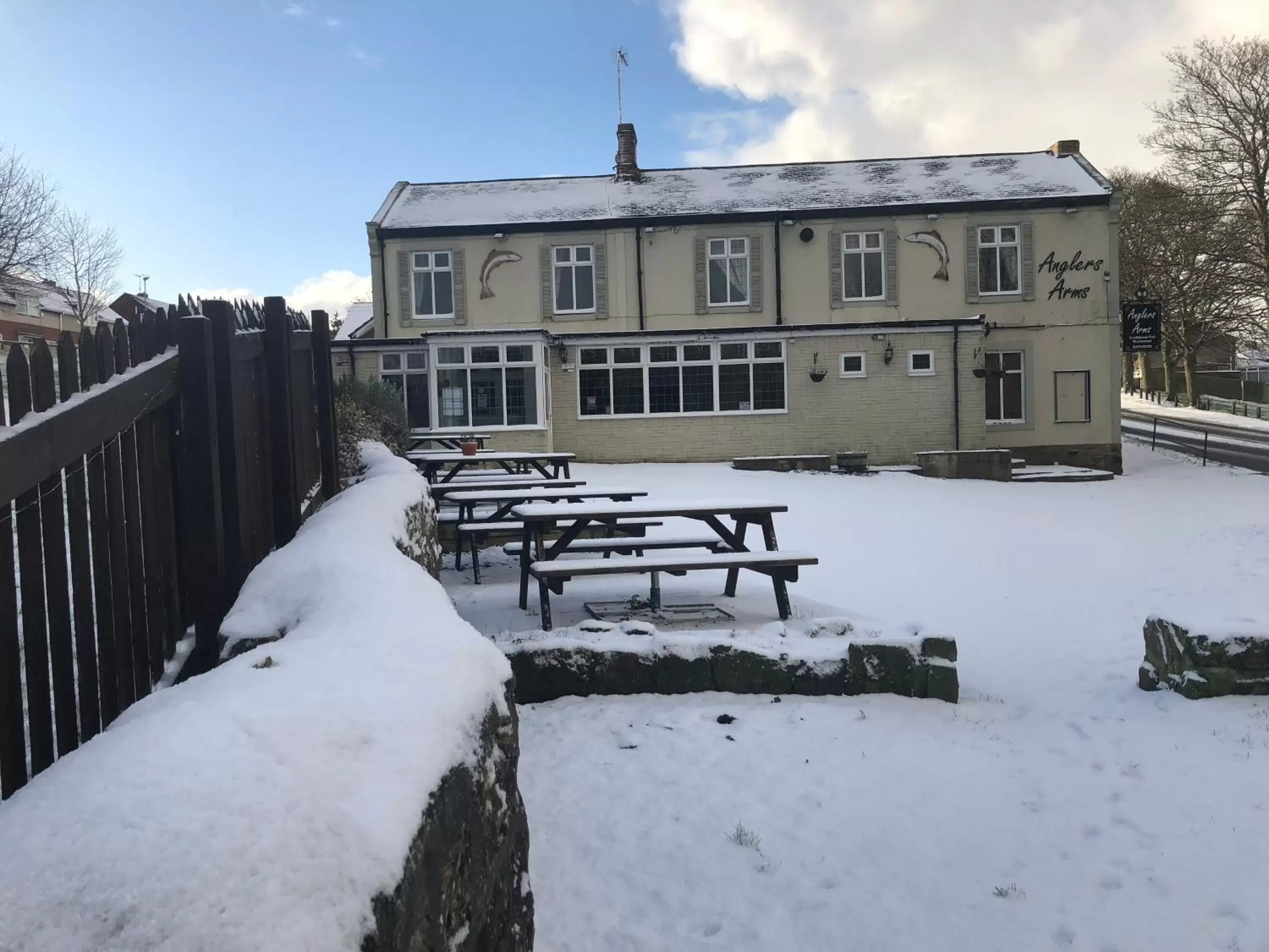 Property building, Winter in Anglers Arms