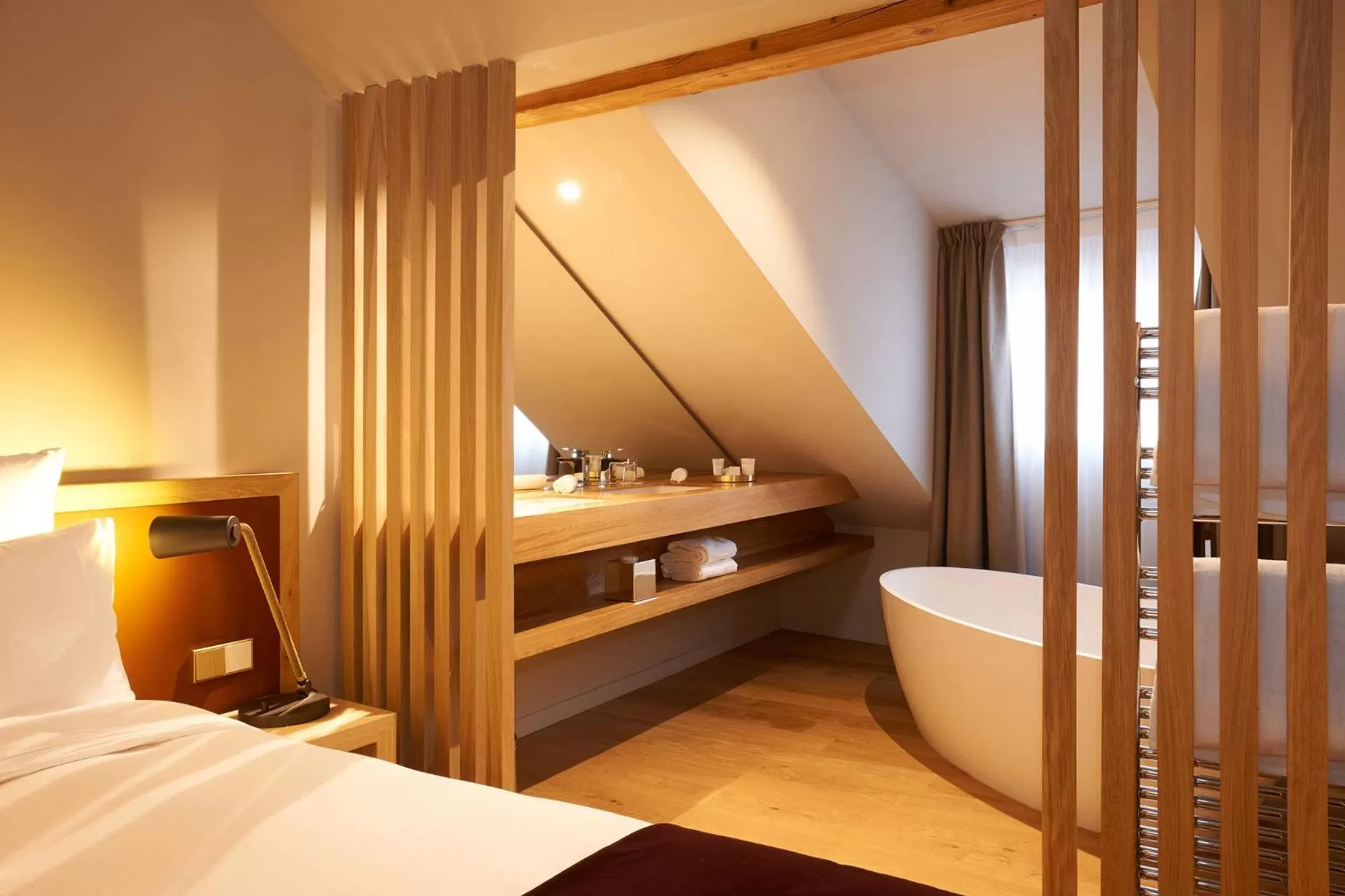 Bathroom, Bed in 5 Terres Hotel & Spa - MGallery Collection