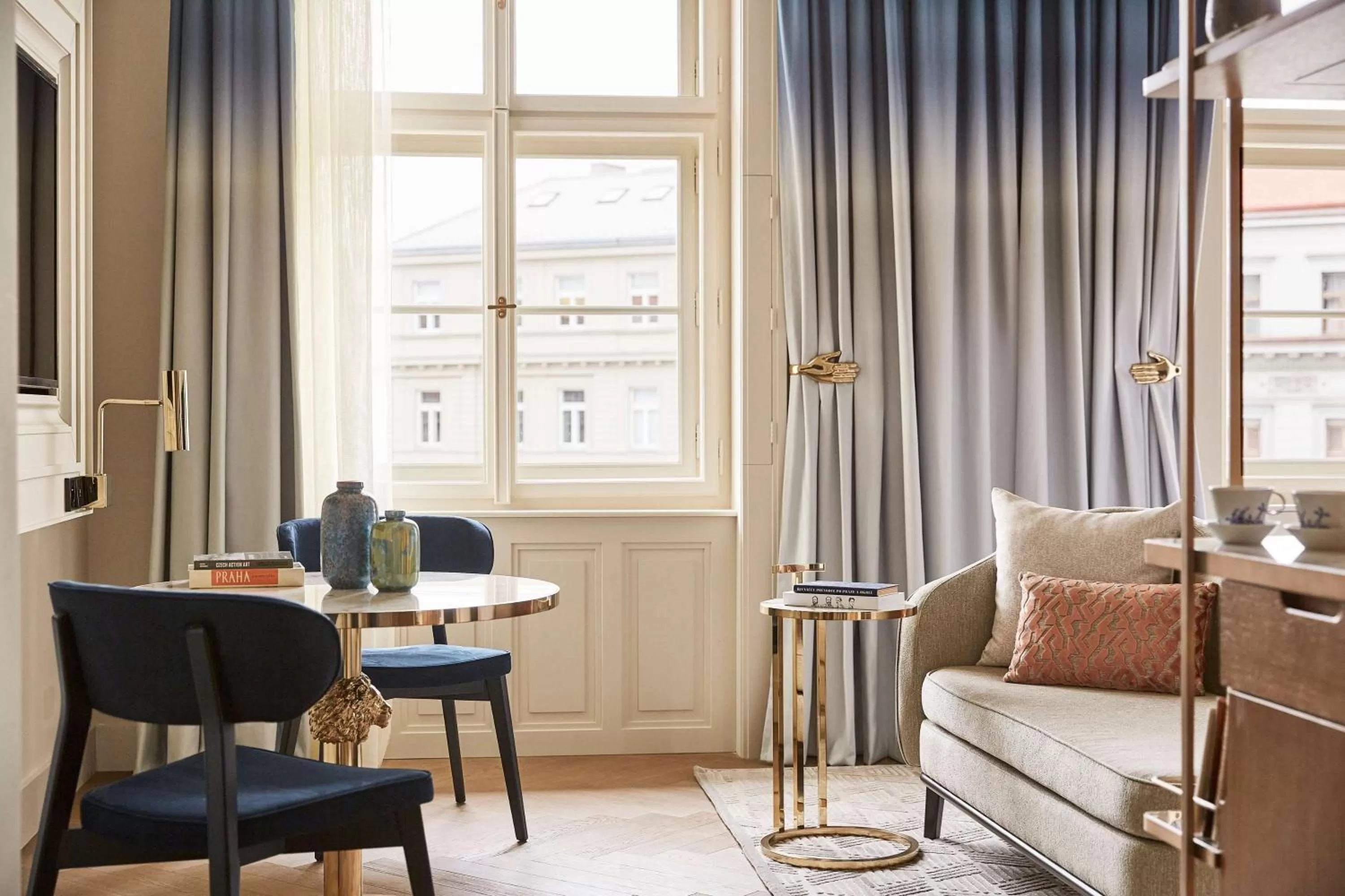 Seating area in Andaz Prague, By Hyatt