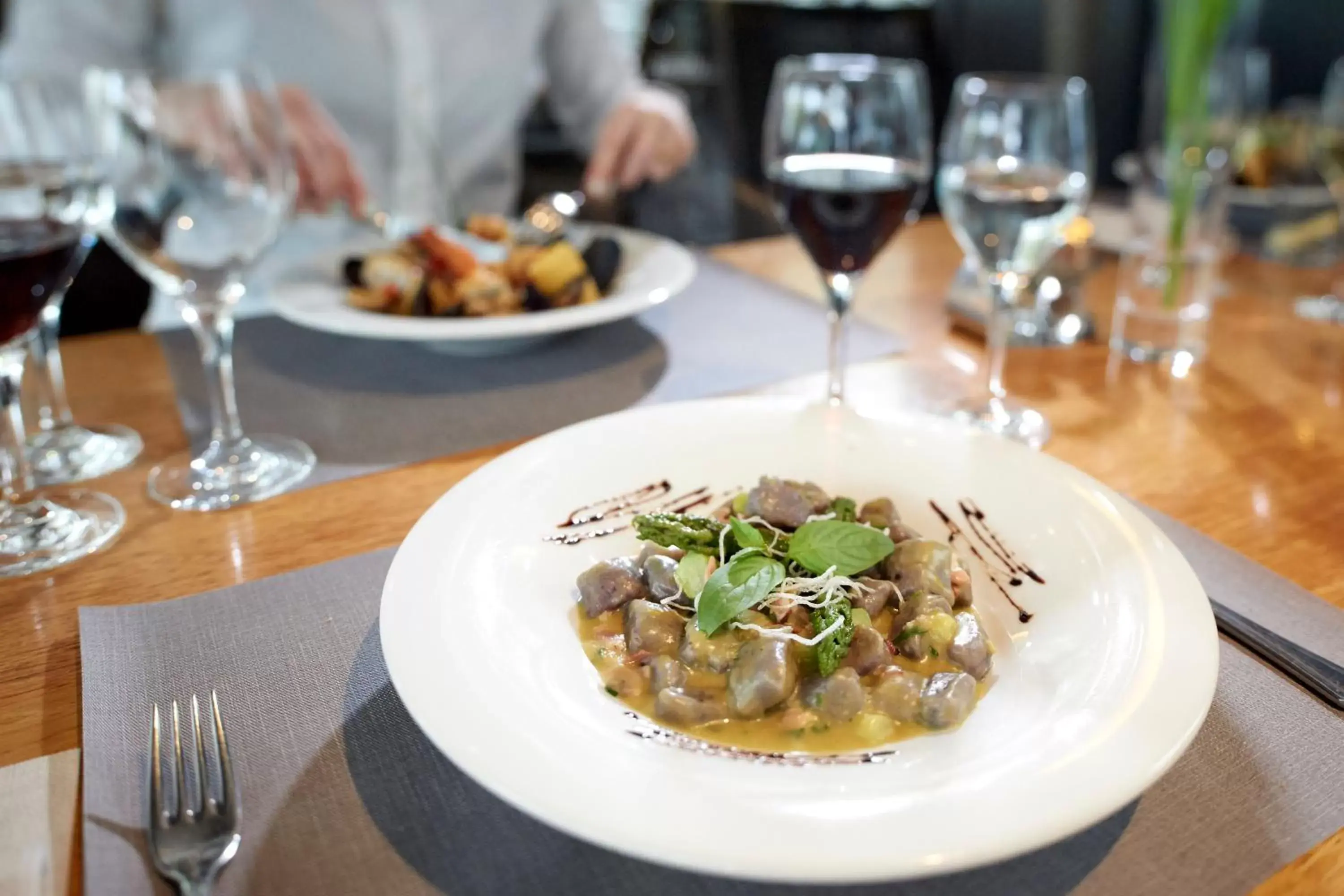 Food close-up, Lunch and Dinner in Hotel Restaurant Rathaus