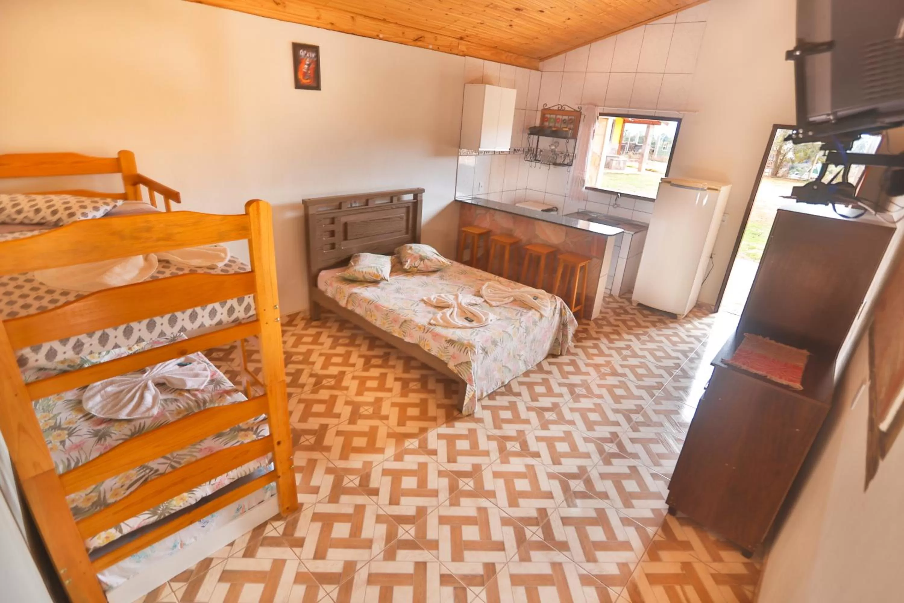 Bed in Pousada e Chales Por do Sol