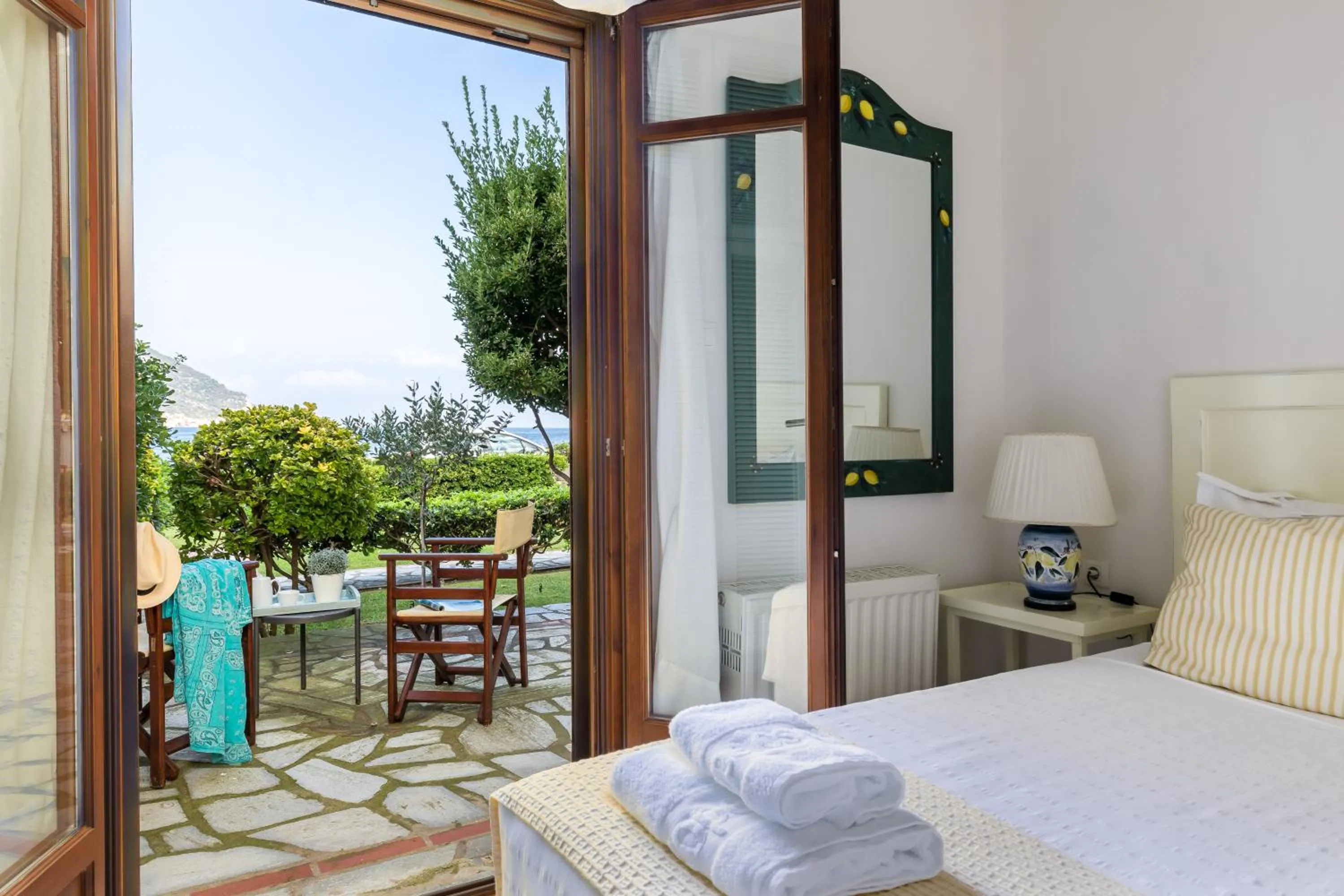View (from property/room), Bed in Skopelos Village Hotel