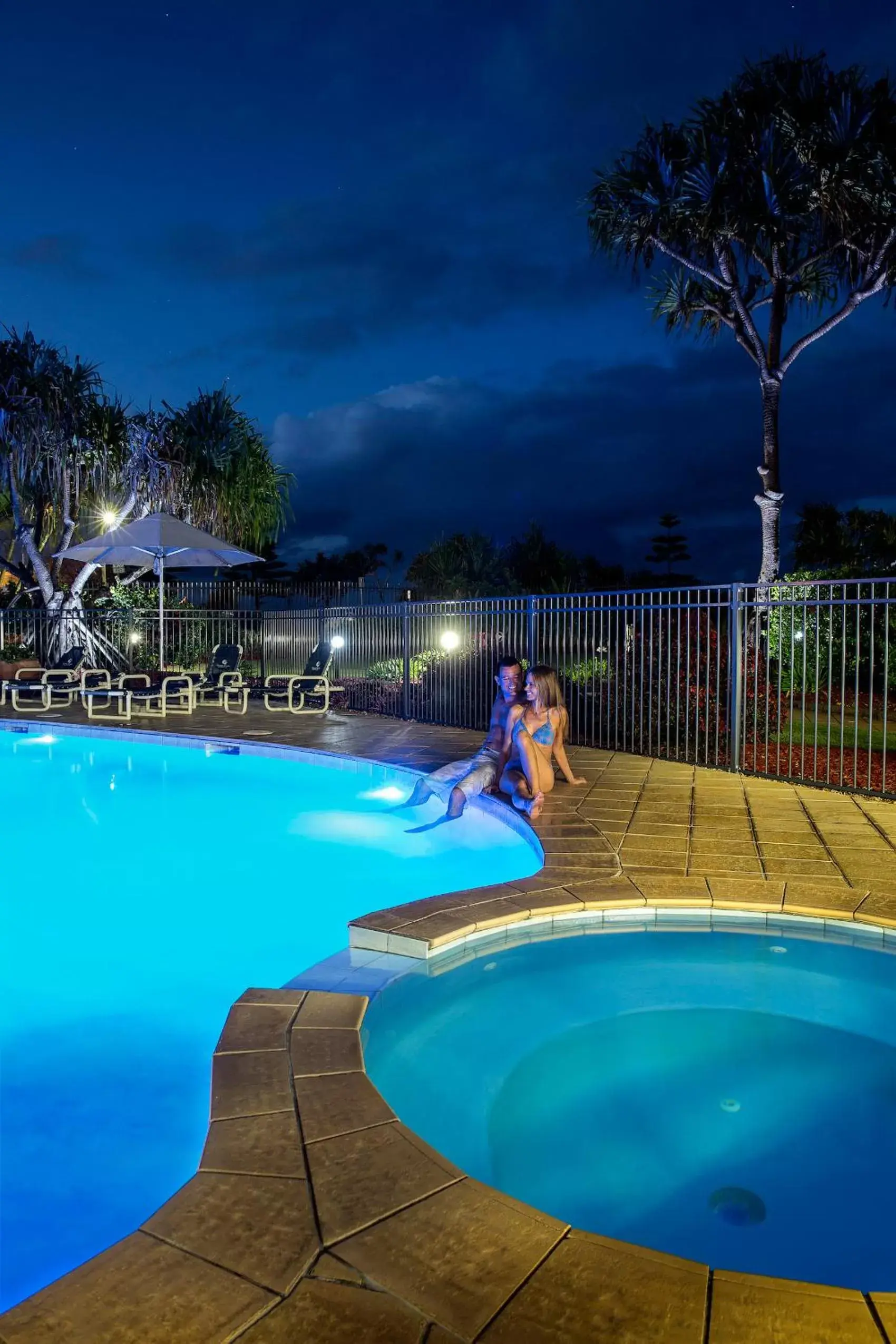 Night, Swimming Pool in Golden Riviera Absolute Beachfront Resort