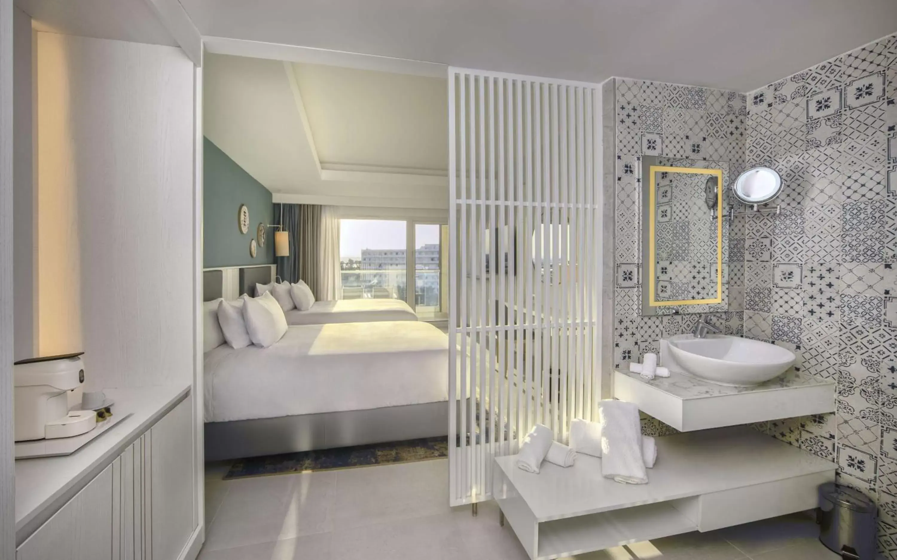 Bed, Bathroom in Hilton Skanes Monastir Beach Resort