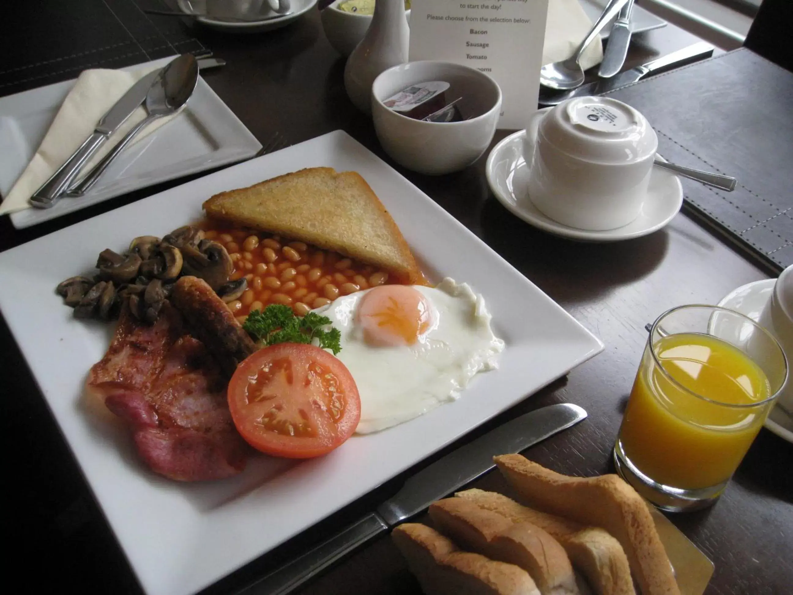 Food close-up, Breakfast in Corner House Hotel Gatwick