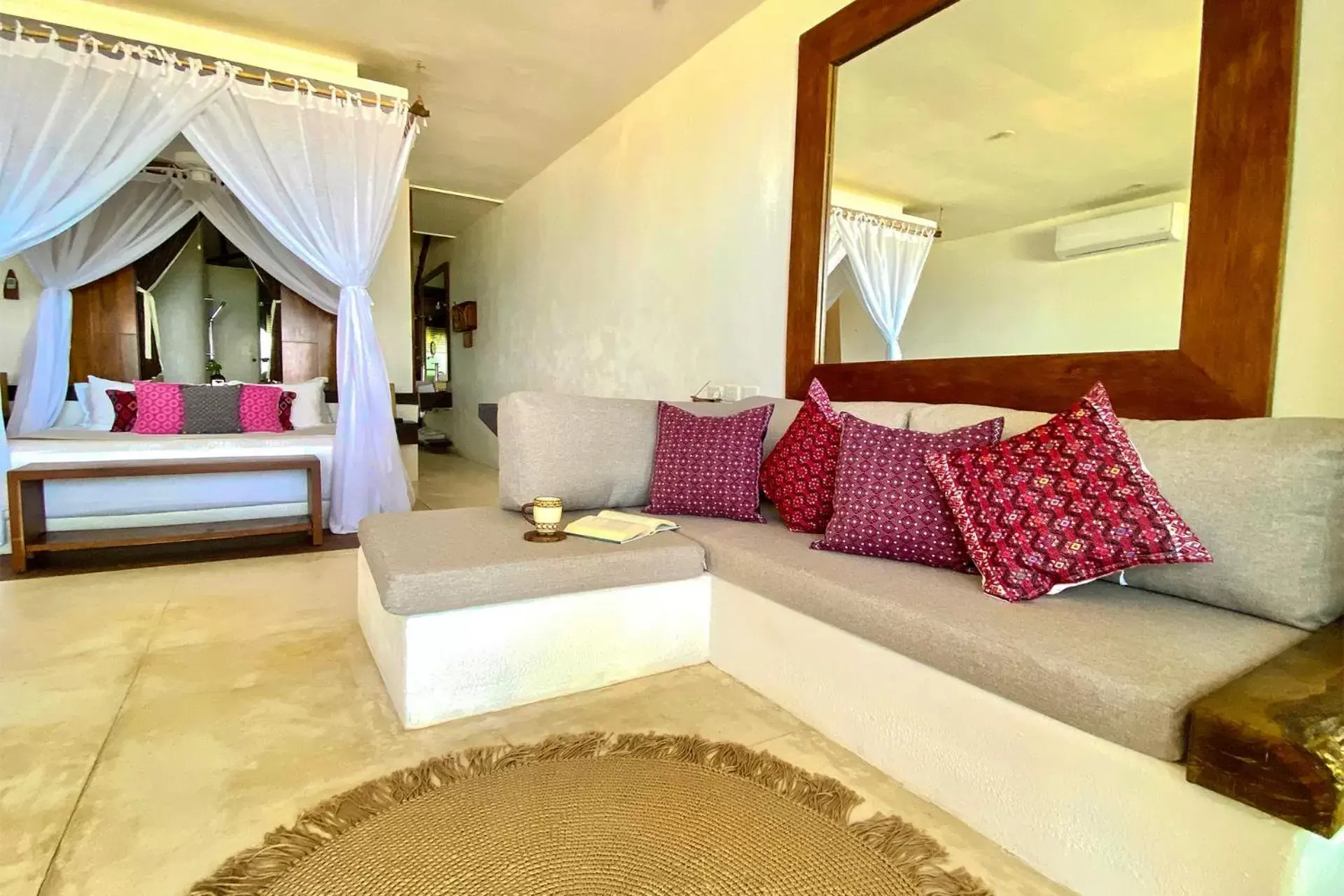 Seating area, Bed in The Beach Tulum