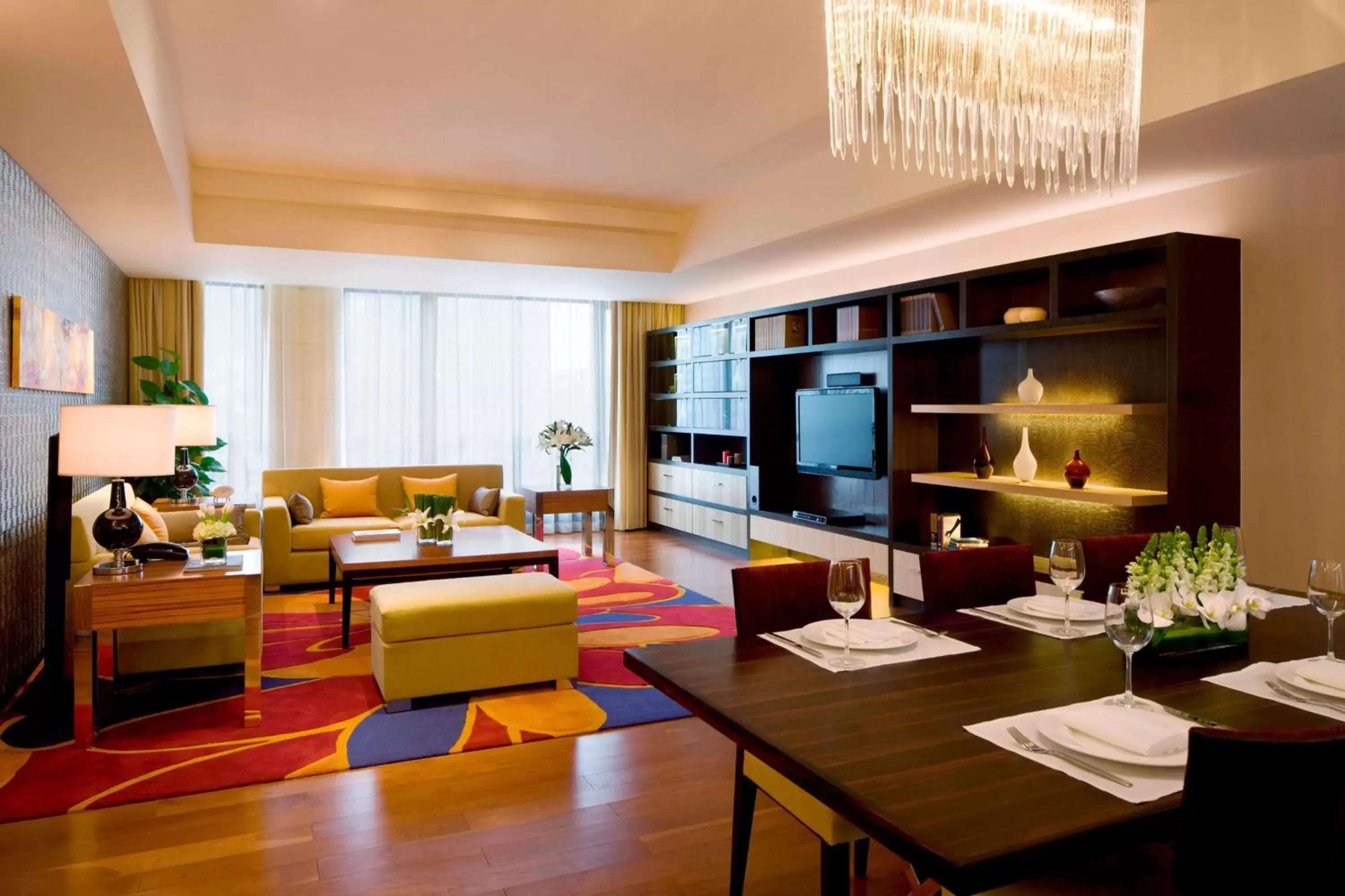 Living room, Seating Area in The Sandalwood Beijing Marriott Executive Apartments