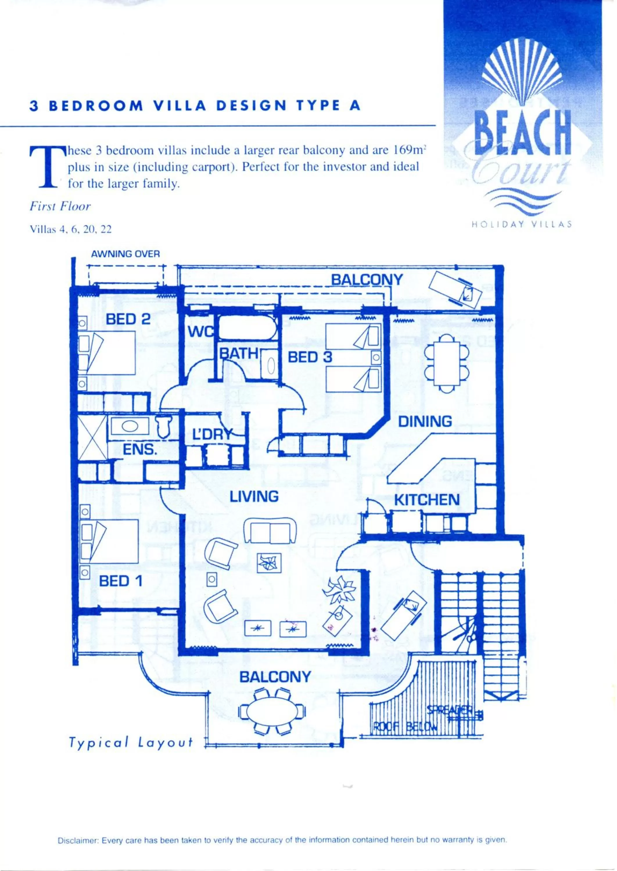 Floor plan in at Beach Court Holiday Villas