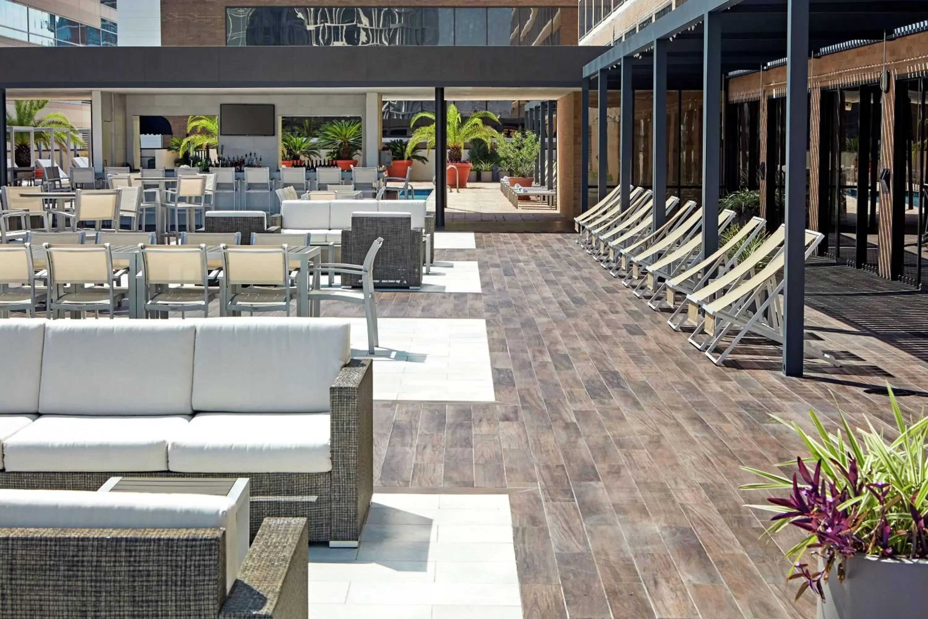 Patio, Restaurant/Places to Eat in Hilton Houston Plaza/Medical Center