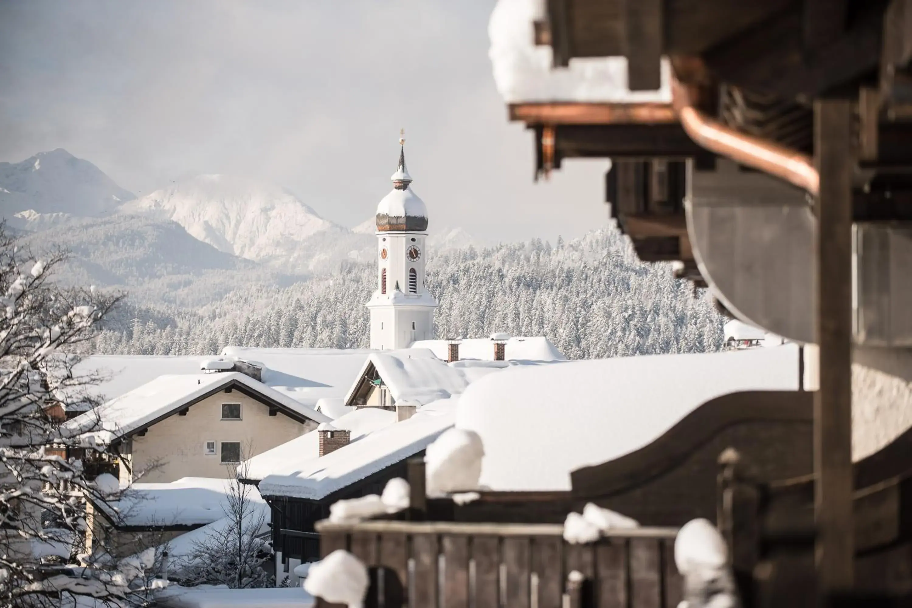 Mountain view, Winter in Biohotel Garmischer Hof