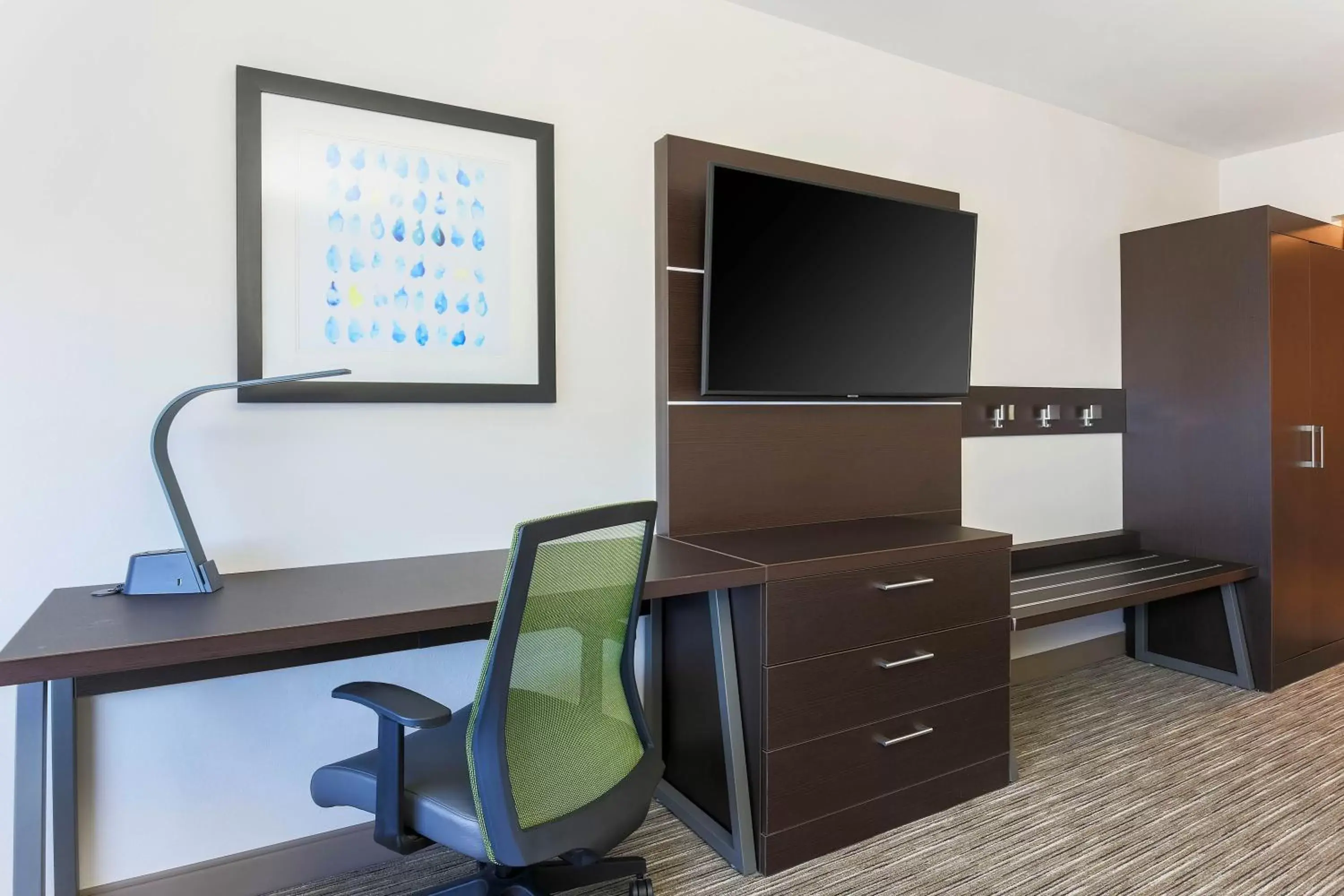 Bedroom, TV/Entertainment Center in Holiday Inn Express & Suites Chicago O'Hare Airport, an IHG Hotel