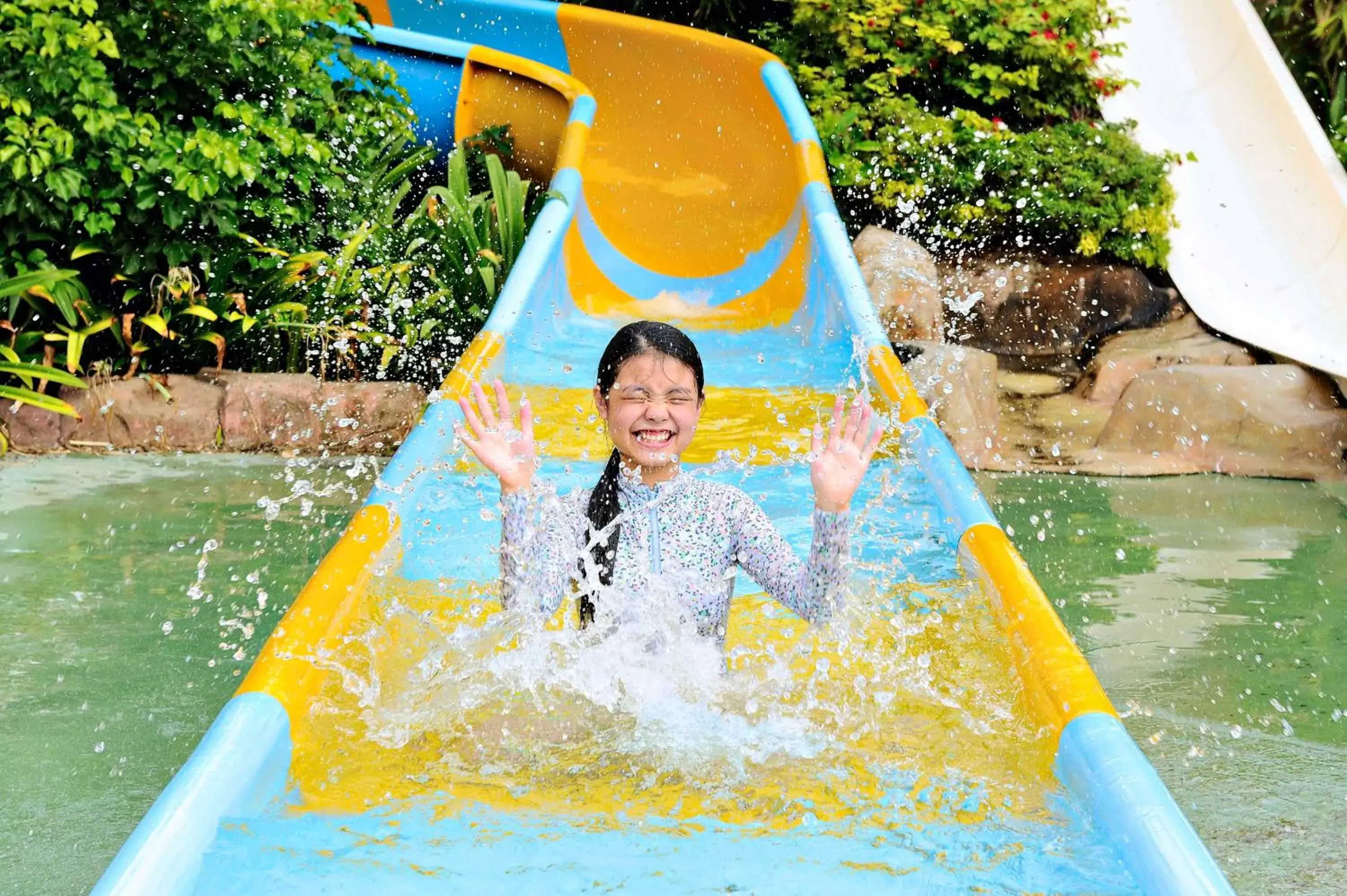 Pool view, Water Park in Shangri-La Tanjung Aru, Kota Kinabalu