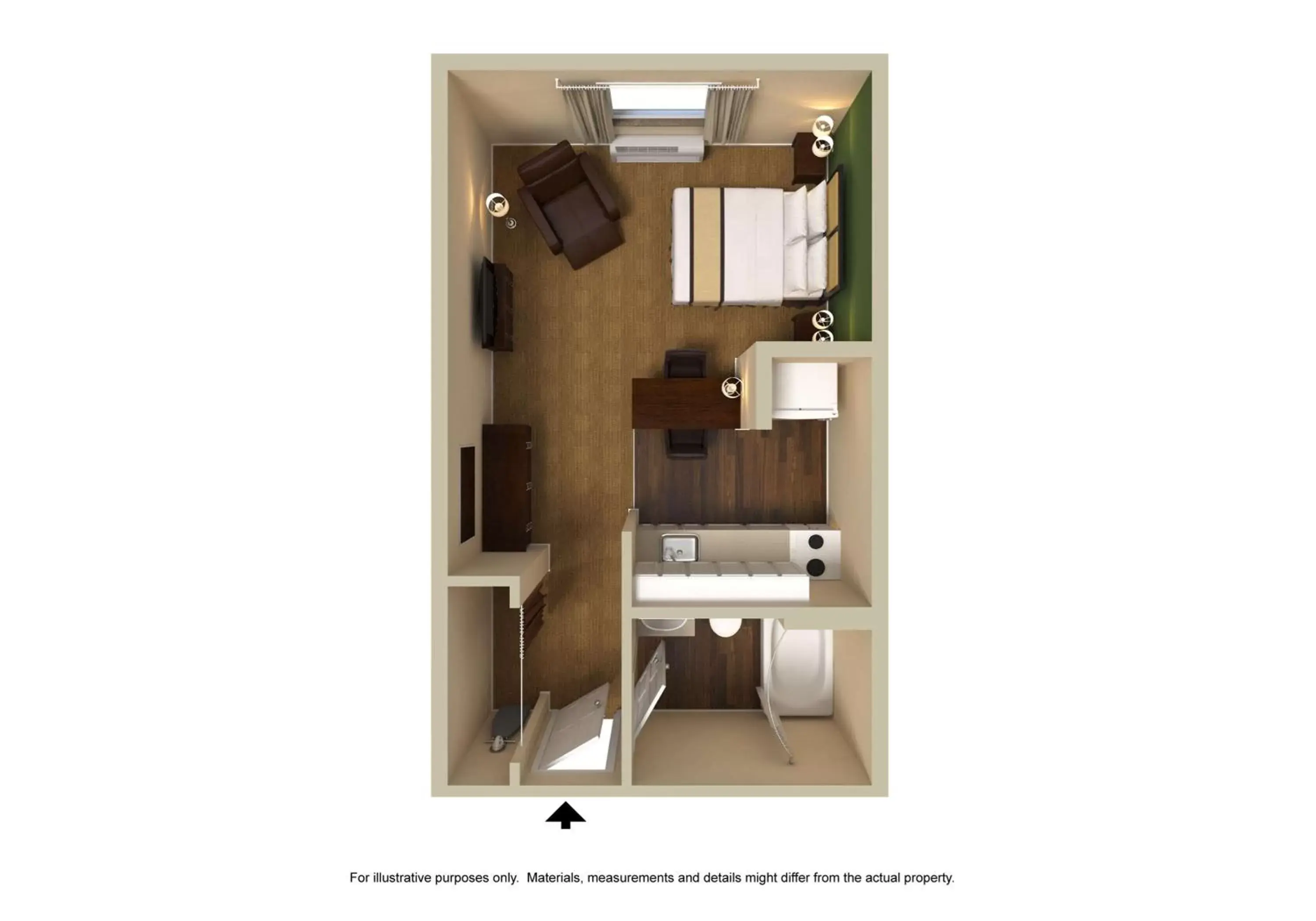 Bedroom, Floor Plan in Extended Stay America Suites - Houston - Med. Ctr. - NRG Park - Kirby