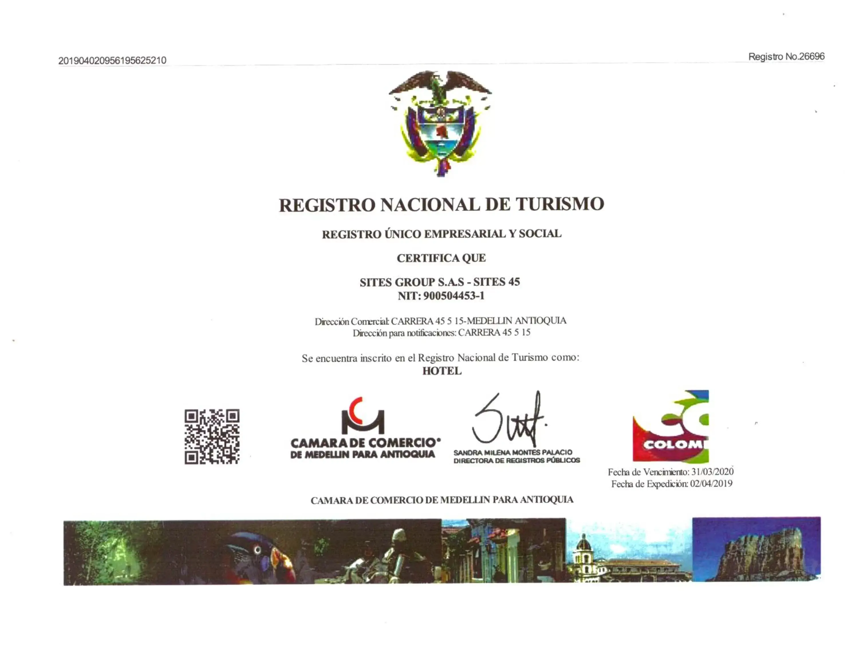 Logo/Certificate/Sign in Sites Hotel