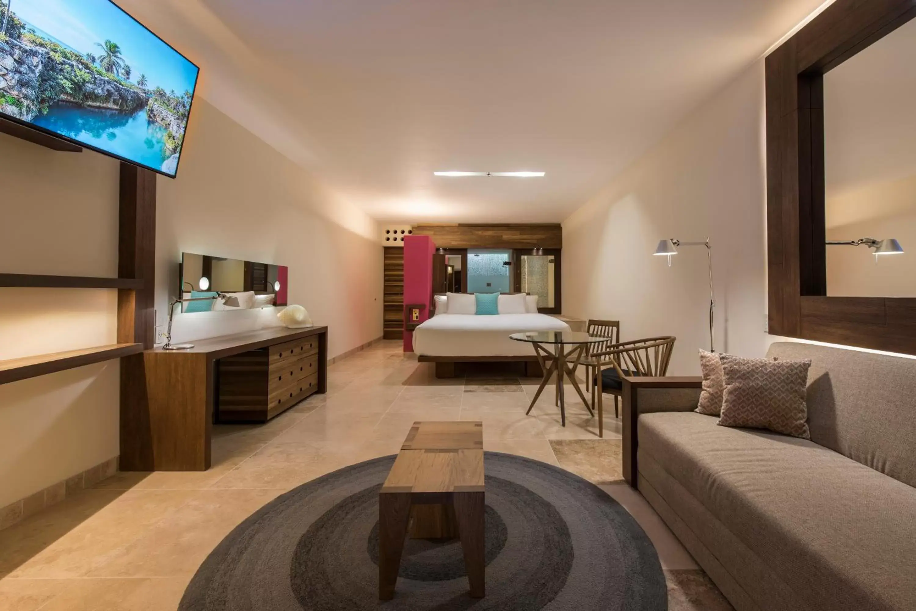 Living room, Bed in Hotel Xcaret Mexico All Parks All Fun Inclusive Living room, Bed in Hotel Xcaret Mexico All Parks All Fun Inclusive