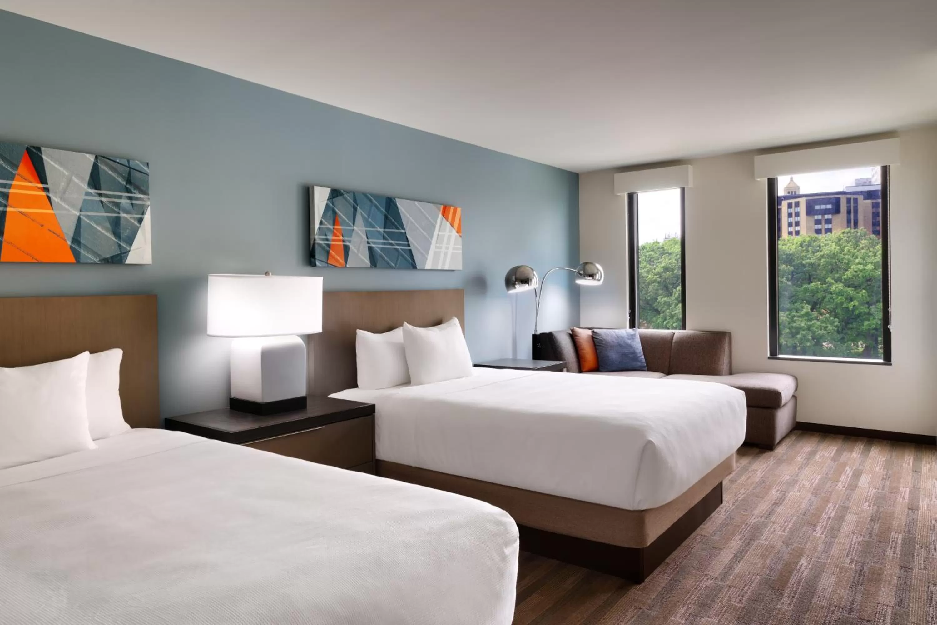 Bed in Hyatt House Rochester Mayo Clinic Area